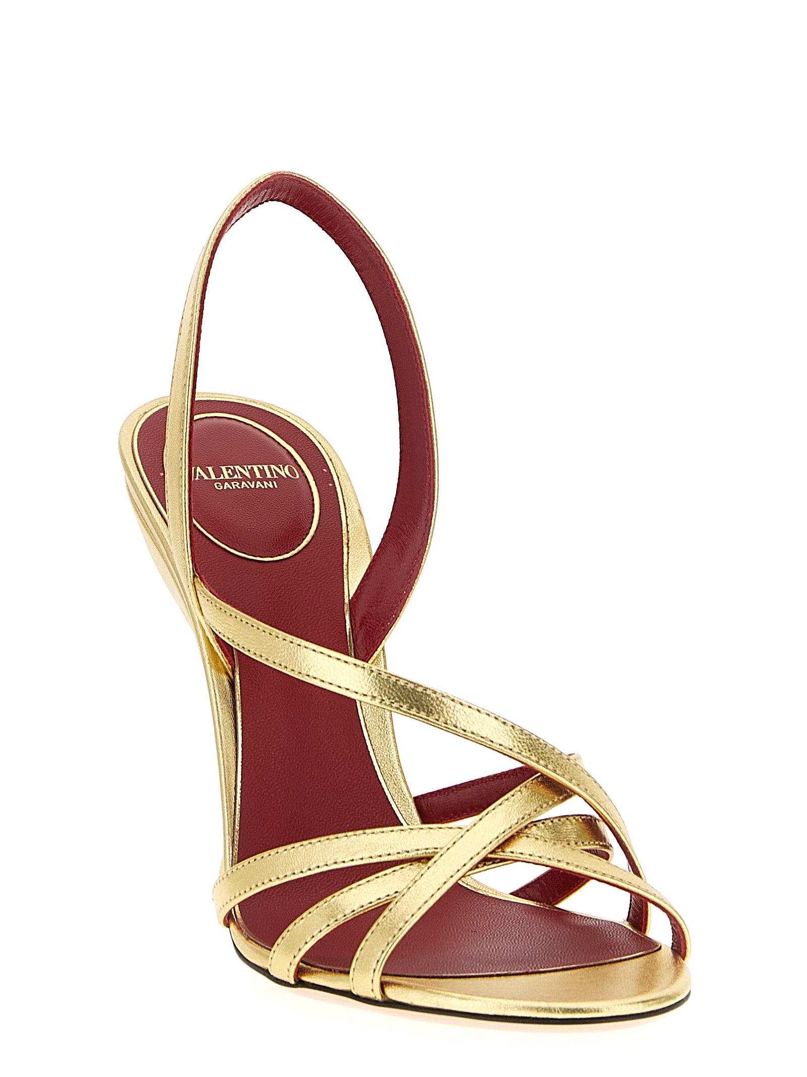 Valentino Garavani Gold Lambskin Stiletto Heel Women's Sandals