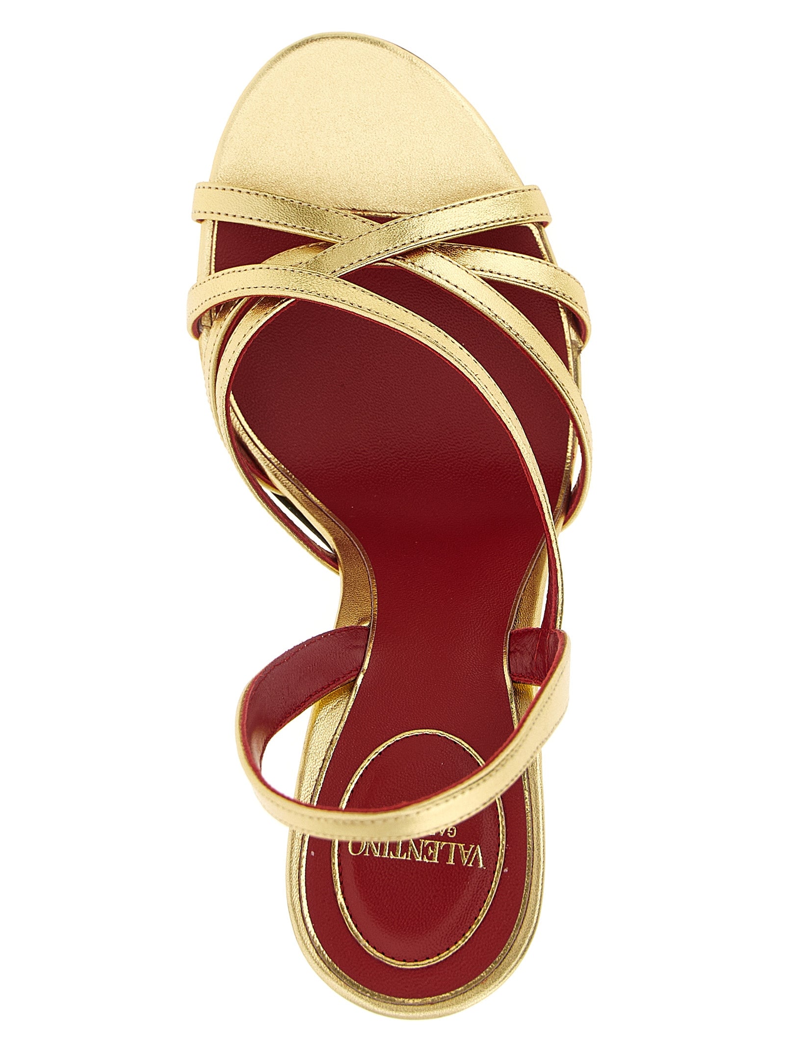 Valentino Garavani Gold Lambskin Stiletto Heel Women's Sandals