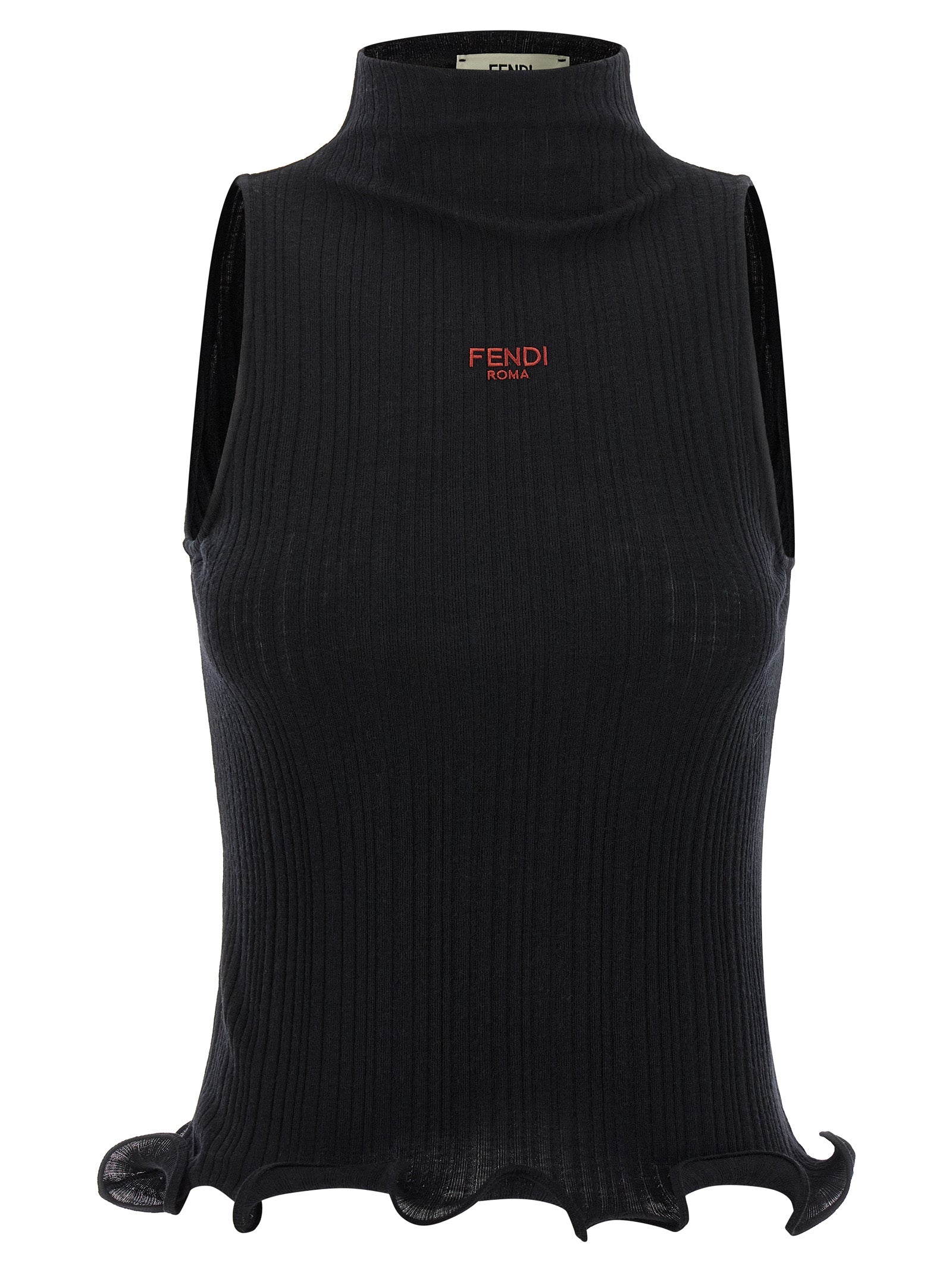 Fendi Black Polyester Sleeveles Women's T-Shirt
