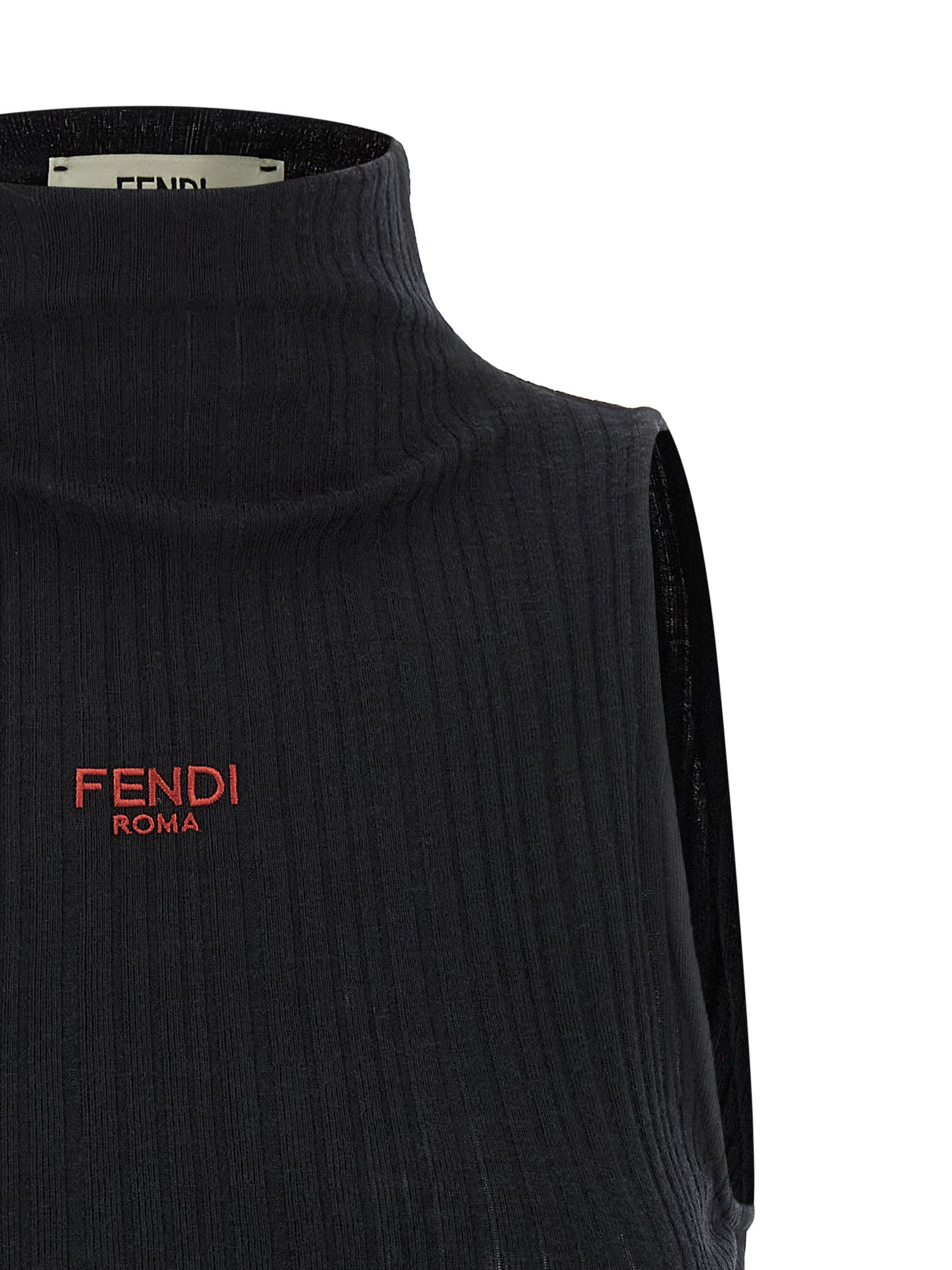 Fendi Black Polyester Sleeveles Women's T-Shirt