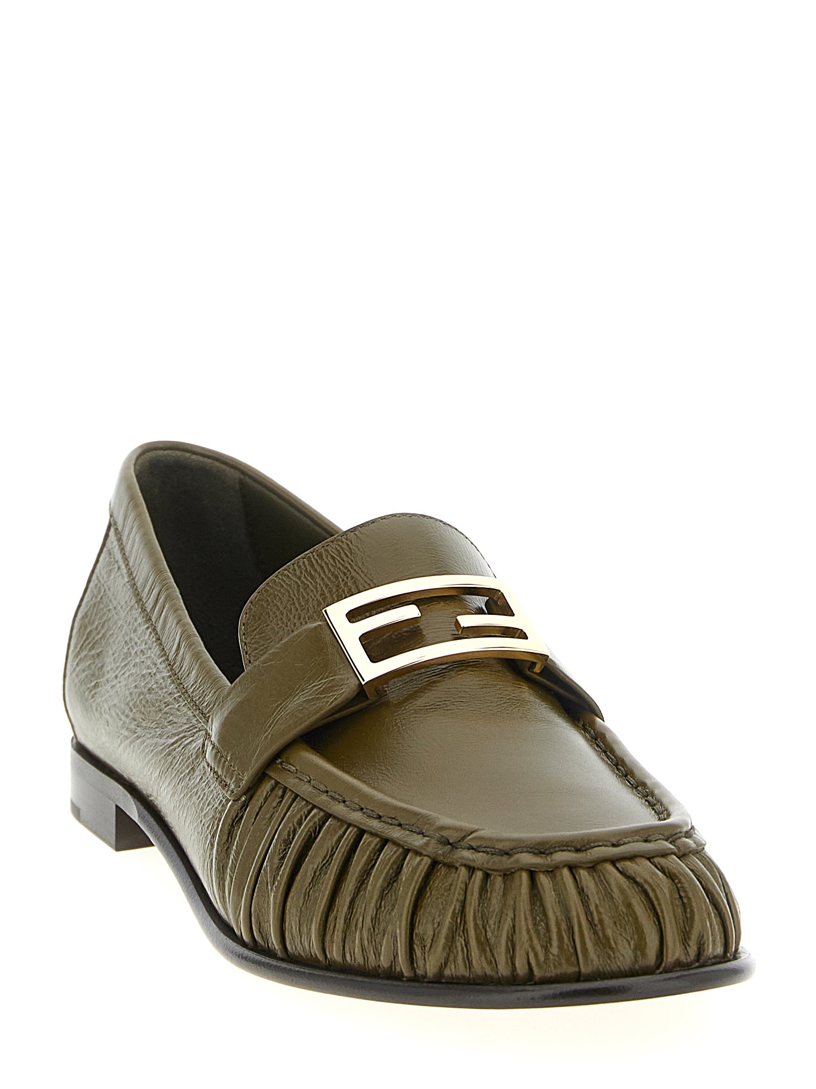 Fendi Bicolor Lamb Leather Slip-On Women's Loafers