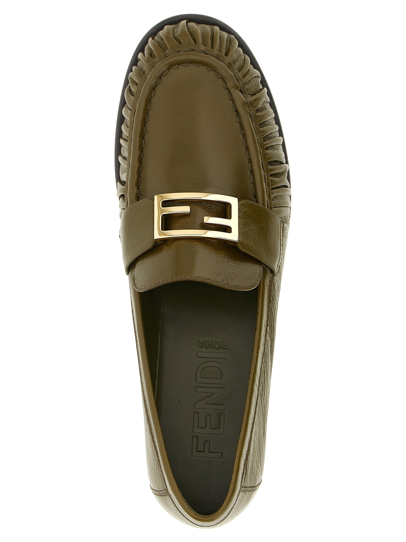 Fendi Bicolor Lamb Leather Slip-On Women's Loafers