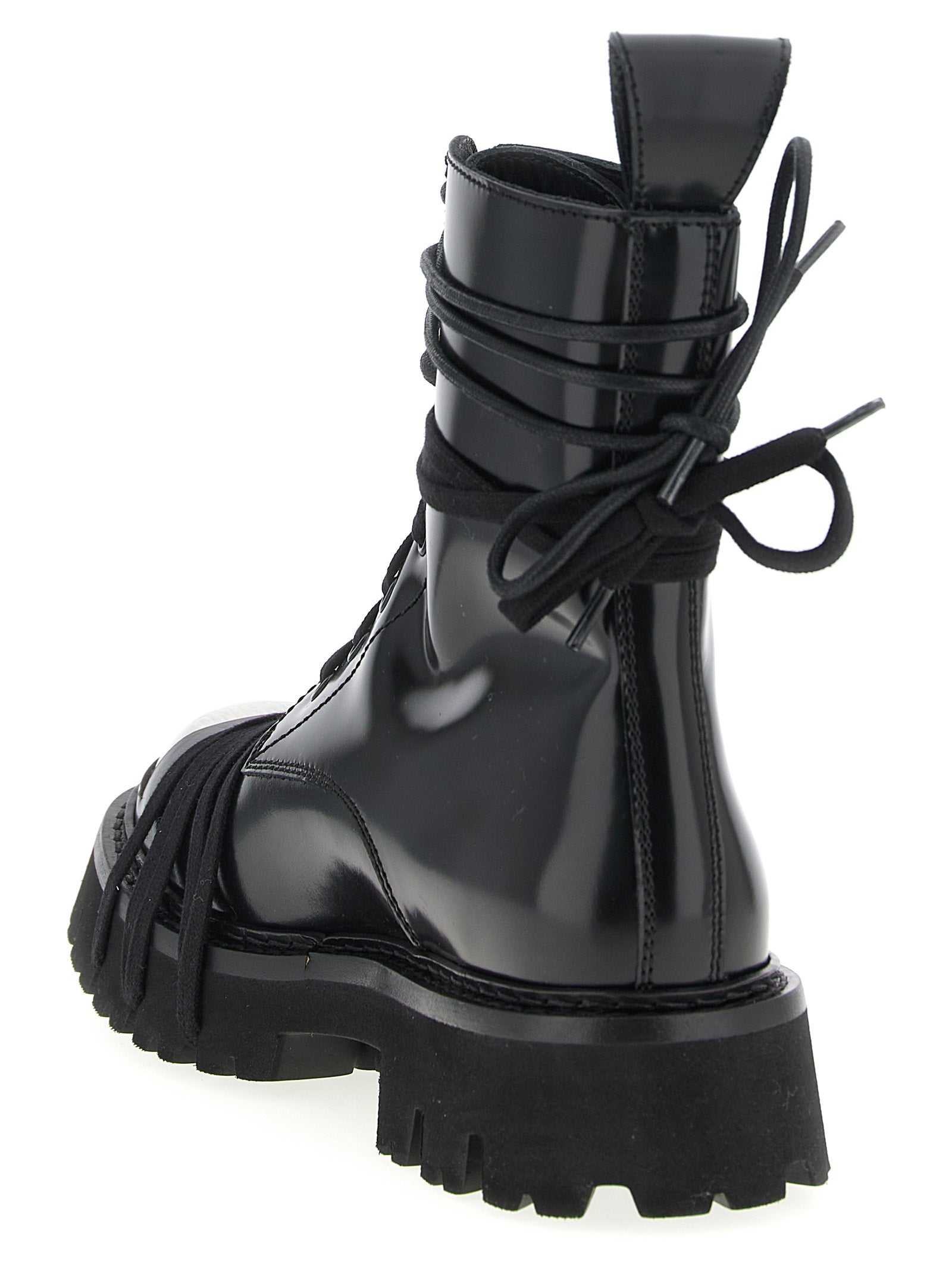 Moschino Black Calfskin Lace-Up Women's Boots