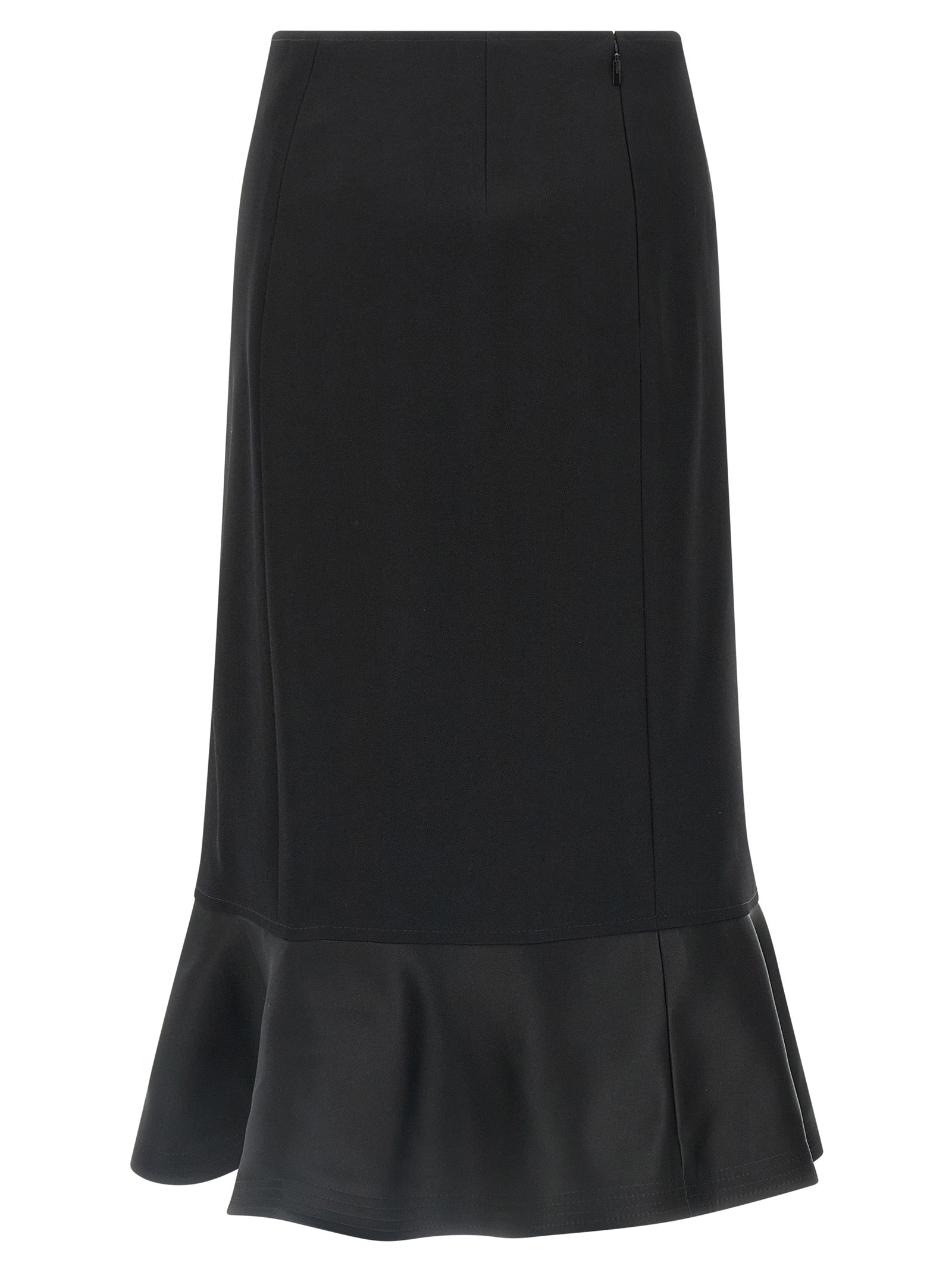 Fendi Black Virgin Wool Midi Women's Skirt