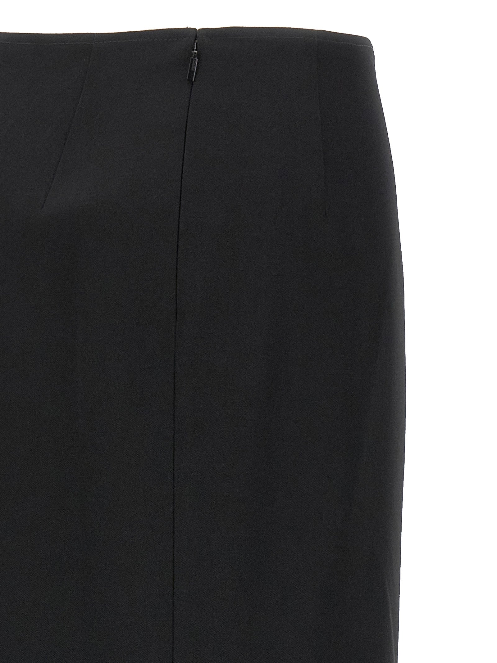 Fendi Black Virgin Wool Midi Women's Skirt