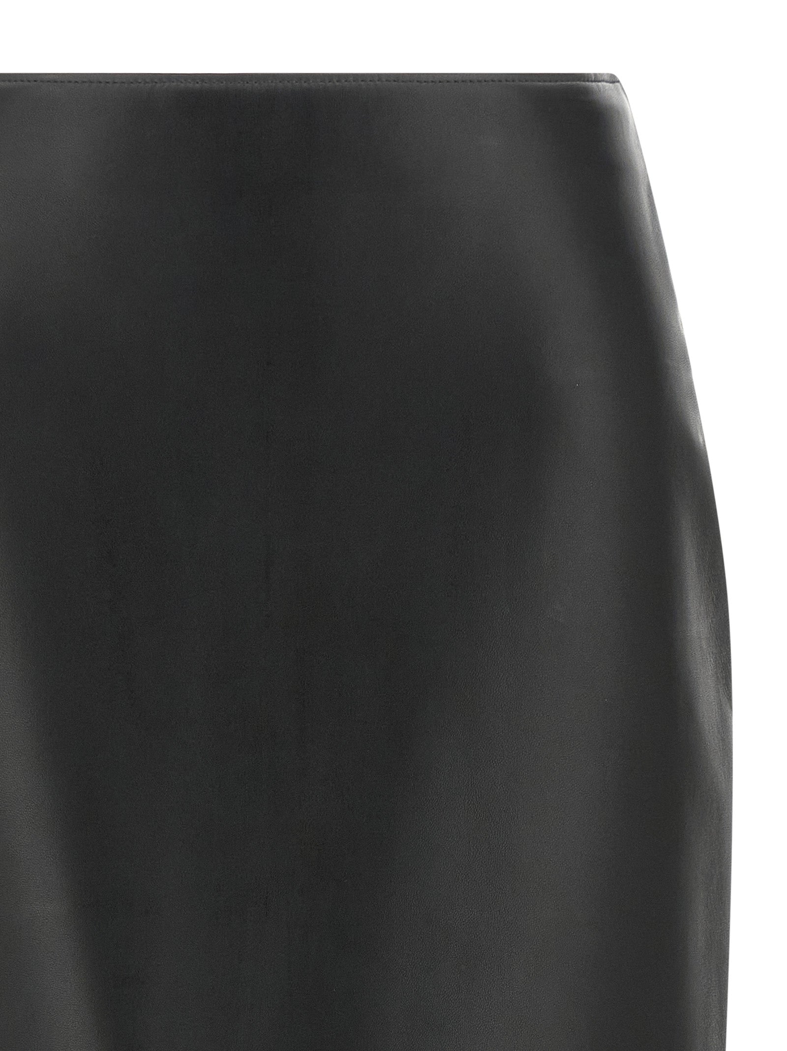 Fendi Black Lamb Leather Midi Women's Skirt