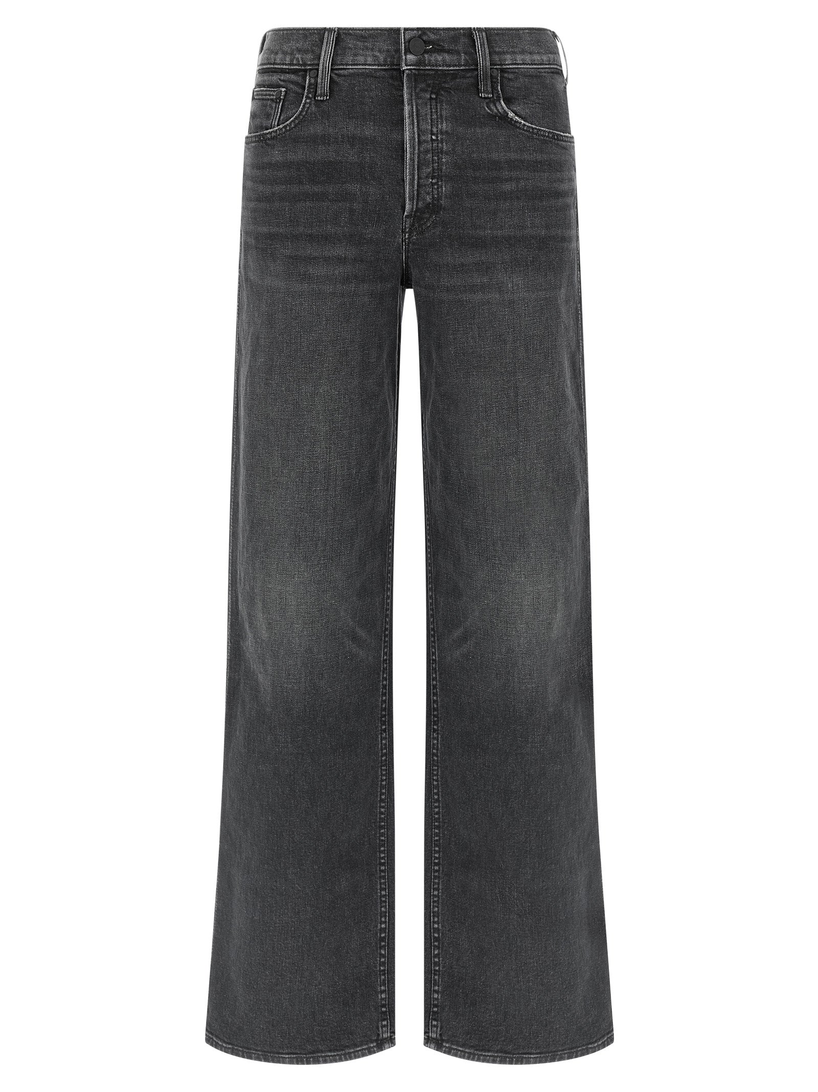 Mother Denim Black Cotton Straight-Leg Women's Jeans