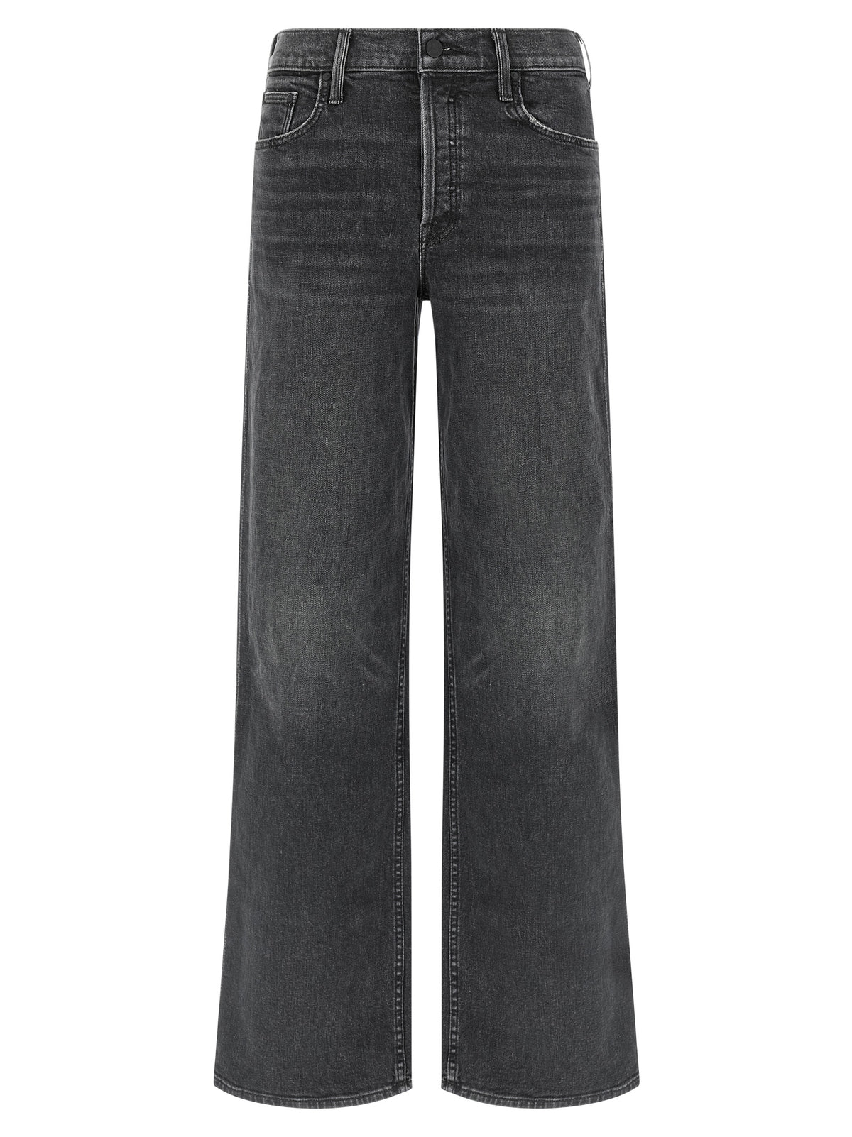 Mother Denim Black Cotton Straight-Leg Women's Jeans
