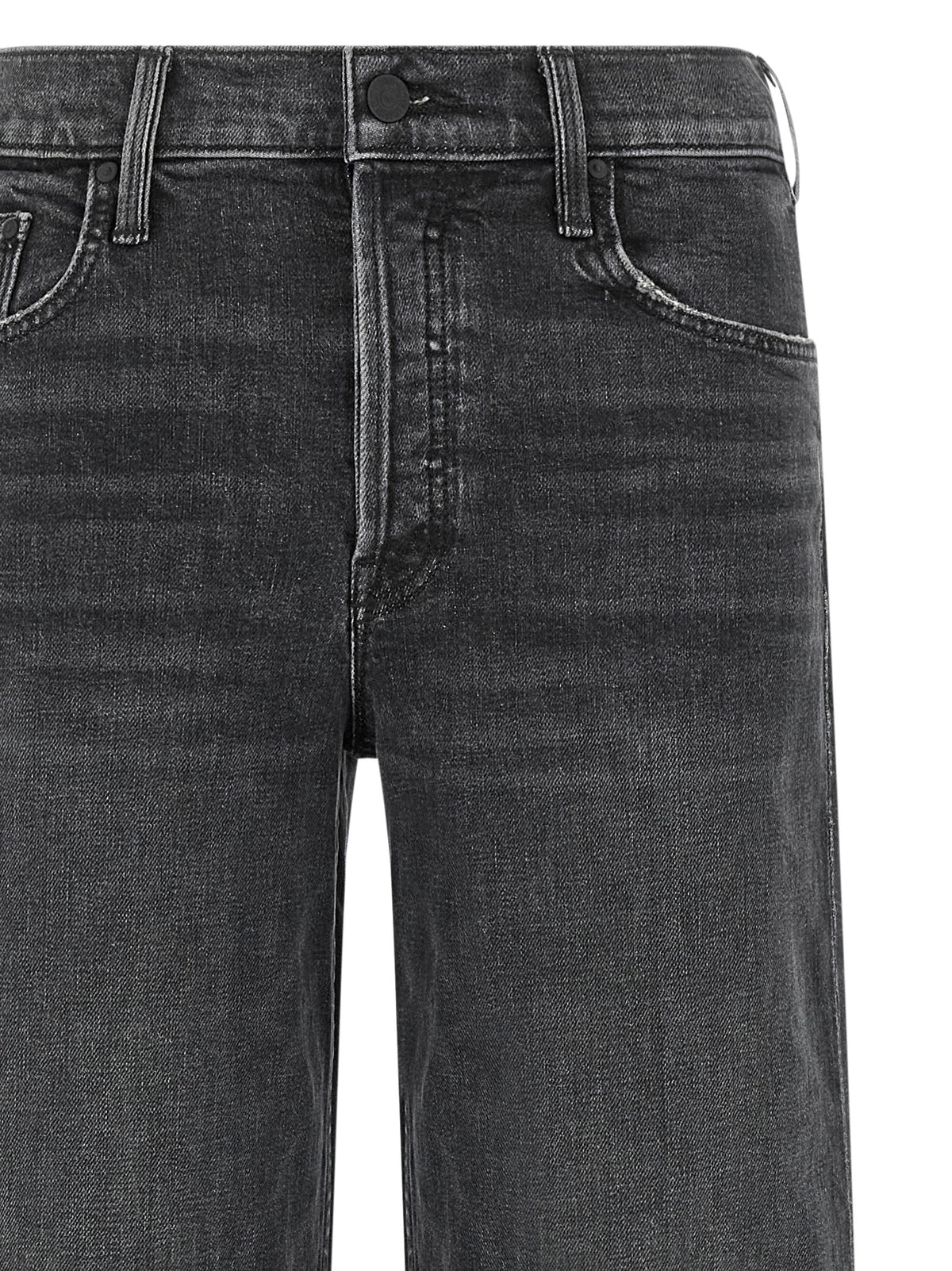 Mother Denim Black Cotton Straight-Leg Women's Jeans