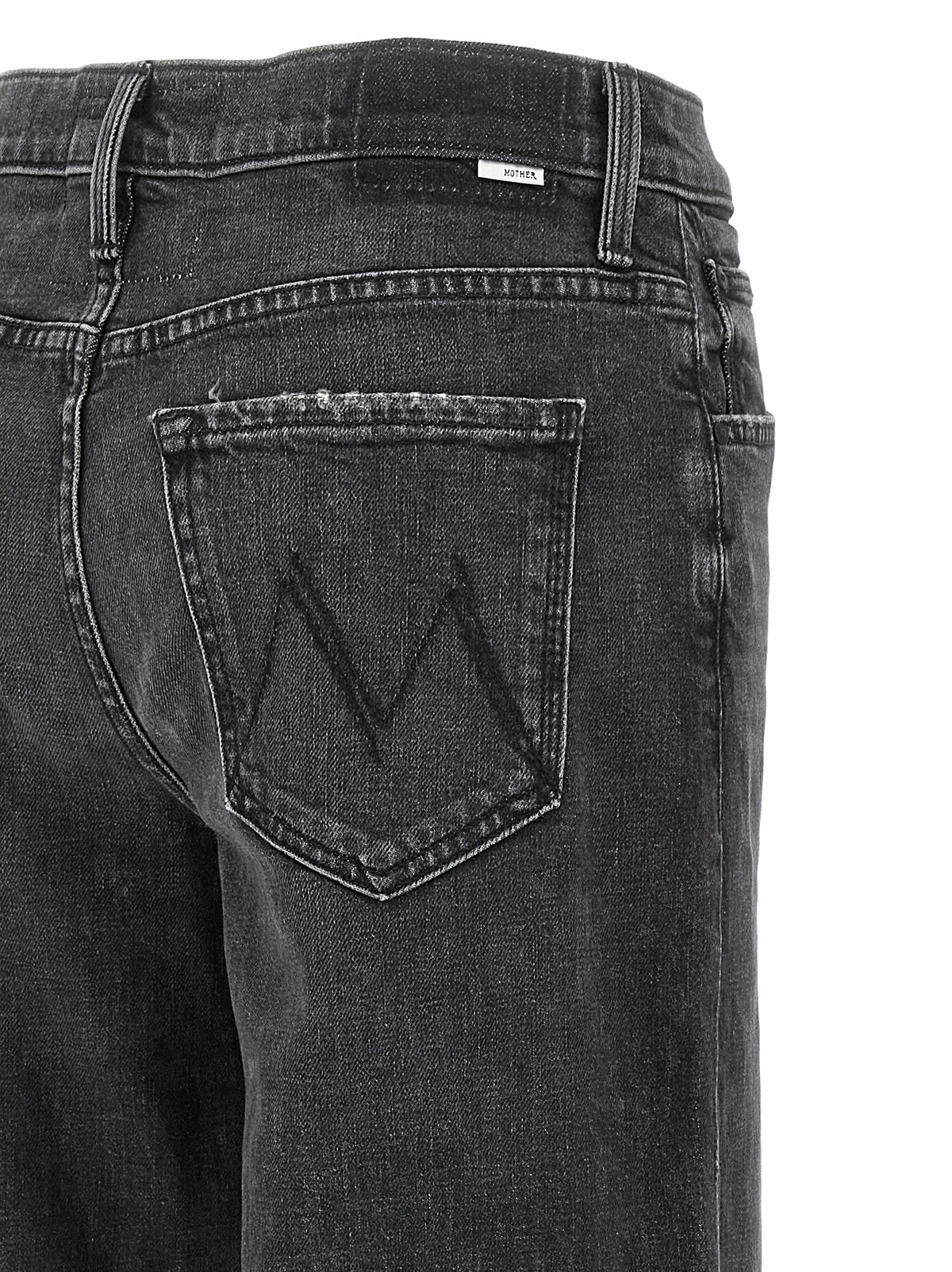 Mother Denim Black Cotton Straight-Leg Women's Jeans