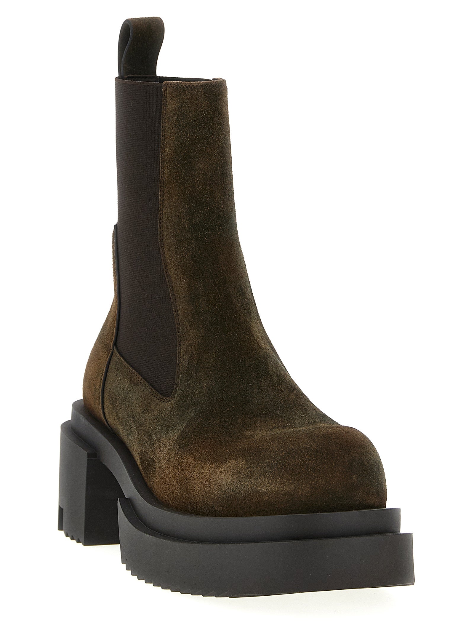 Rick Owens Brown Bovine Leather Chelsea Women's Boots