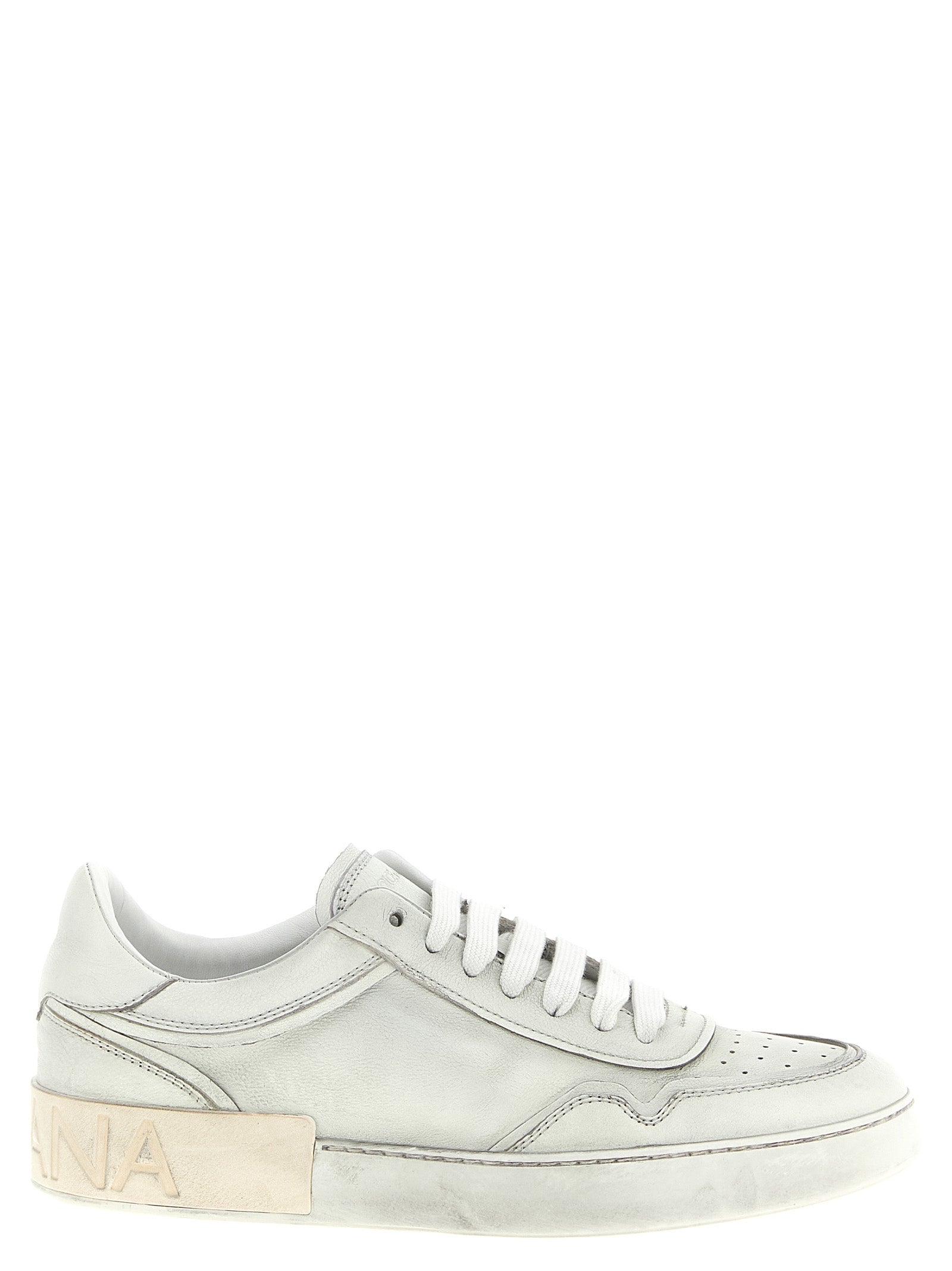 Dolce & Gabbana White Lamb Leather Low Top Men's Sneakers