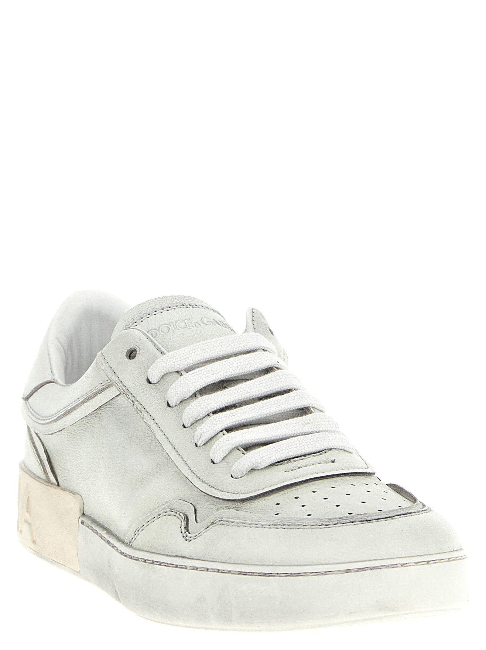 Dolce & Gabbana White Lamb Leather Low Top Men's Sneakers