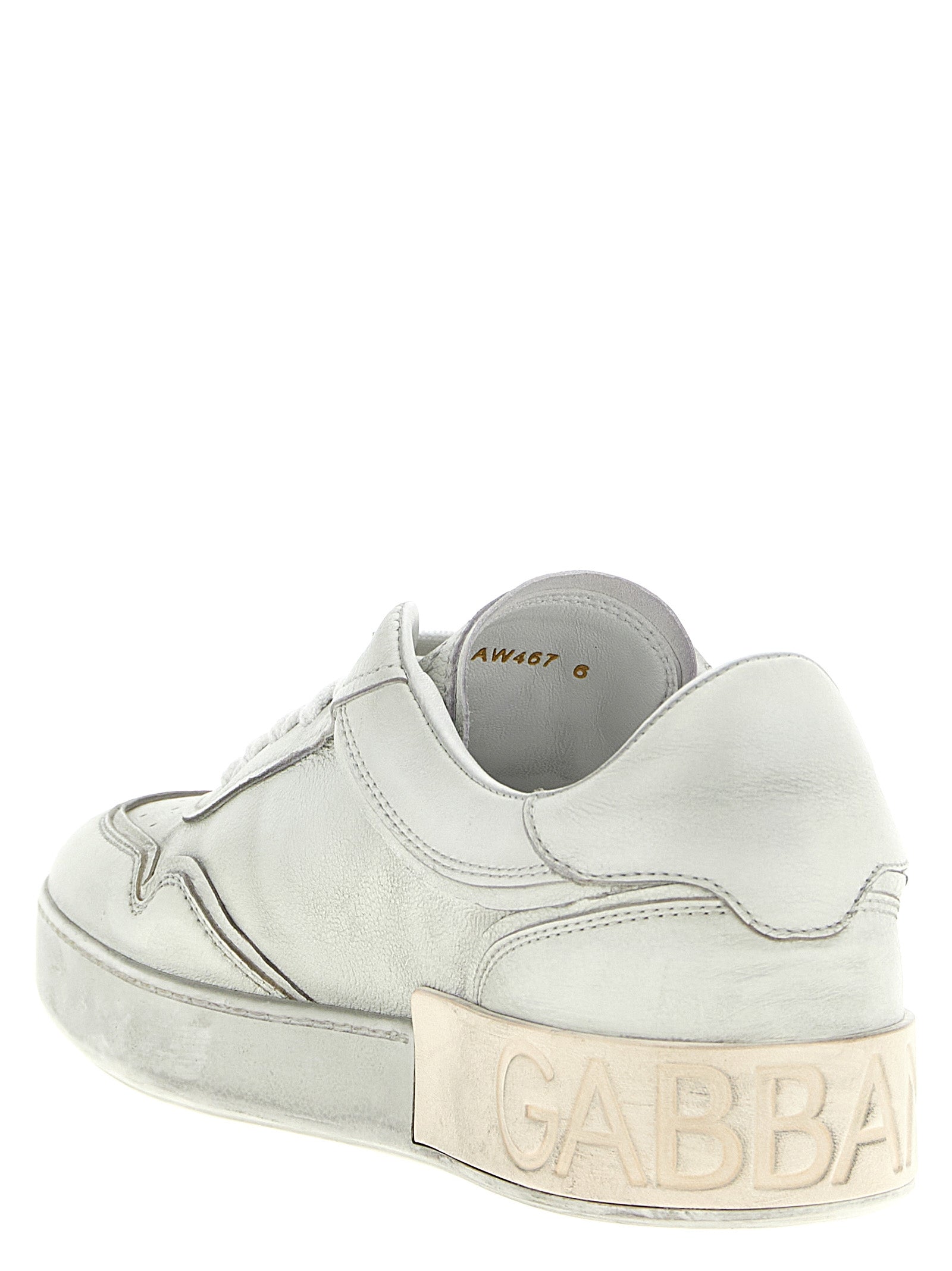 Dolce & Gabbana White Lamb Leather Low Top Men's Sneakers