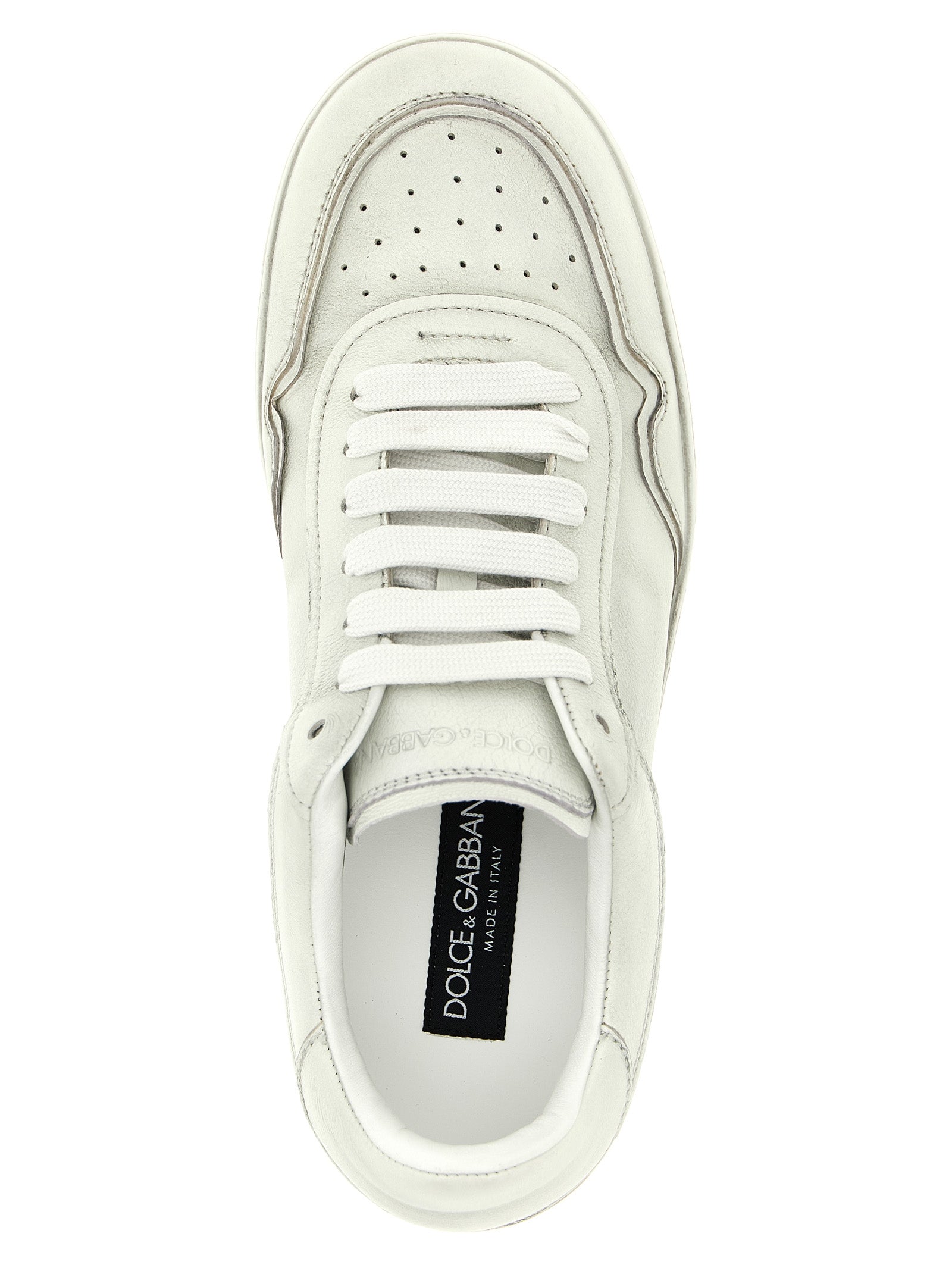 Dolce & Gabbana White Lamb Leather Low Top Men's Sneakers