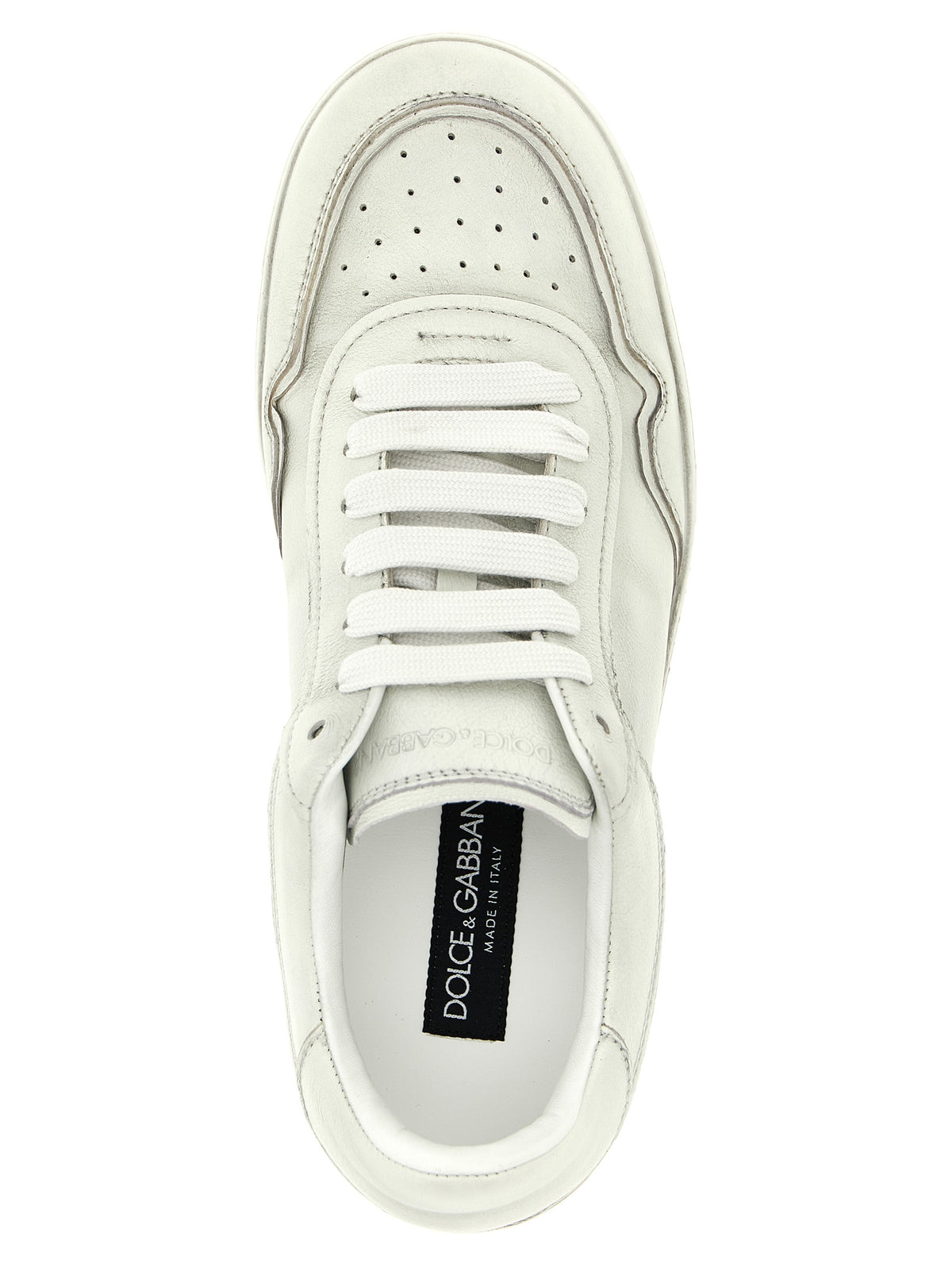 Dolce & Gabbana White Lamb Leather Low Top Men's Sneakers