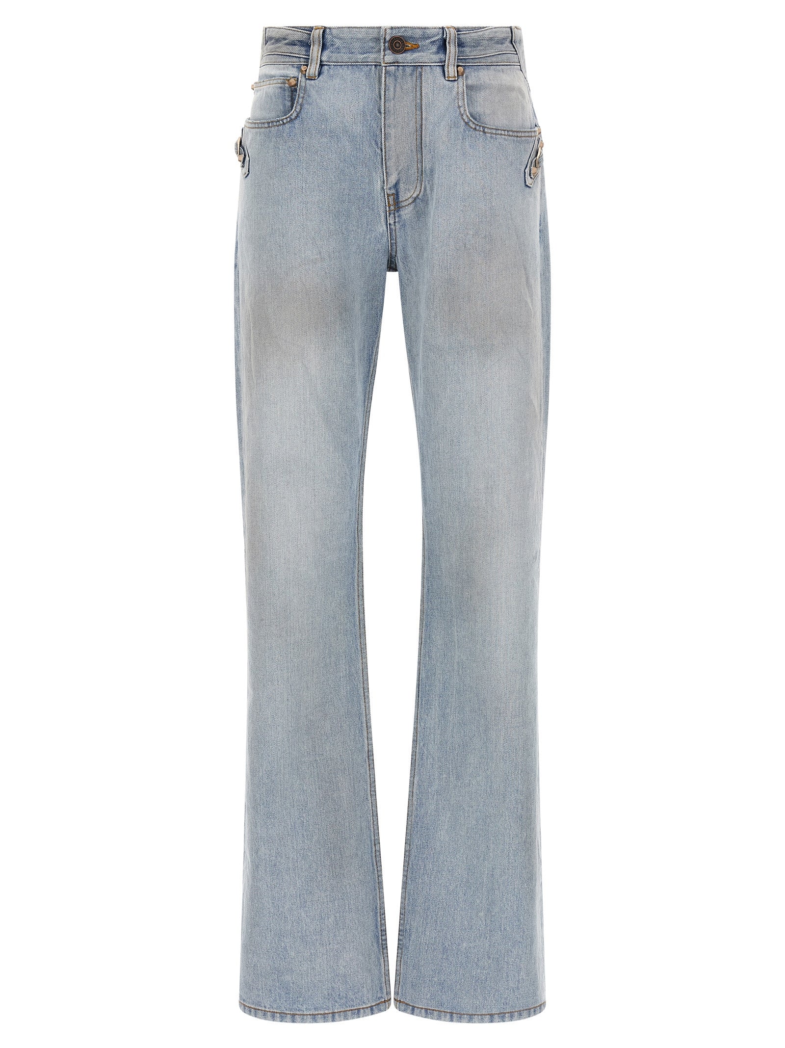 Balenciaga Blue Cotton Straight-Leg Women's Jeans
