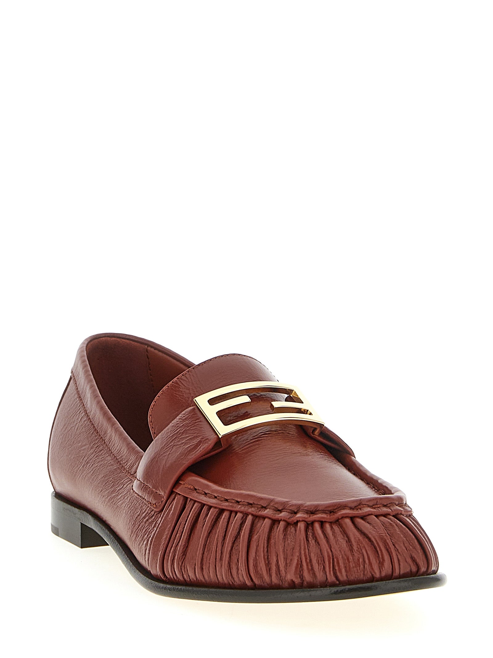 Fendi Brown Lamb Leather Slip-On Women's Loafers