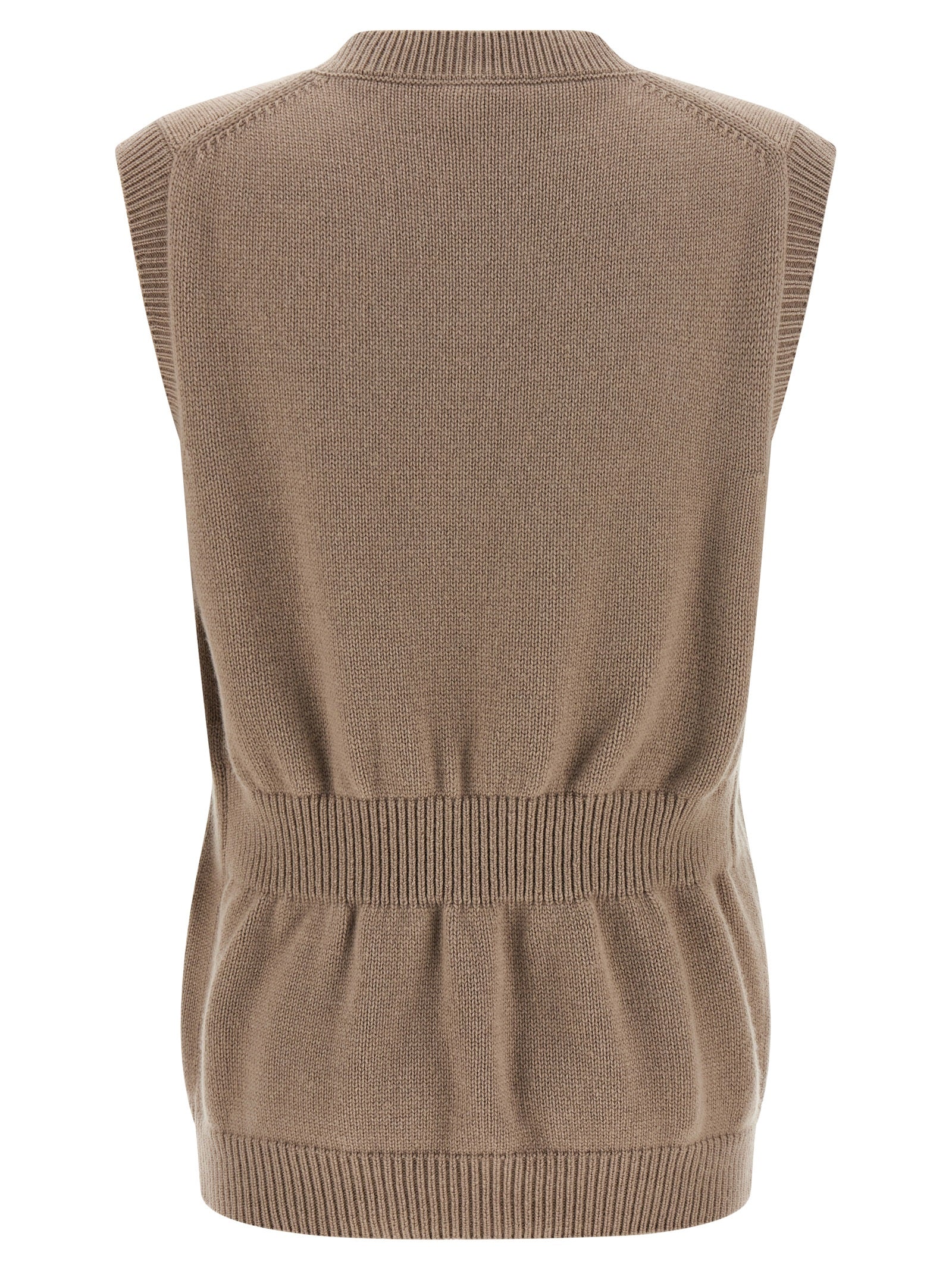 Fendi Beige Cashmere Sleeveless Women's Jacket