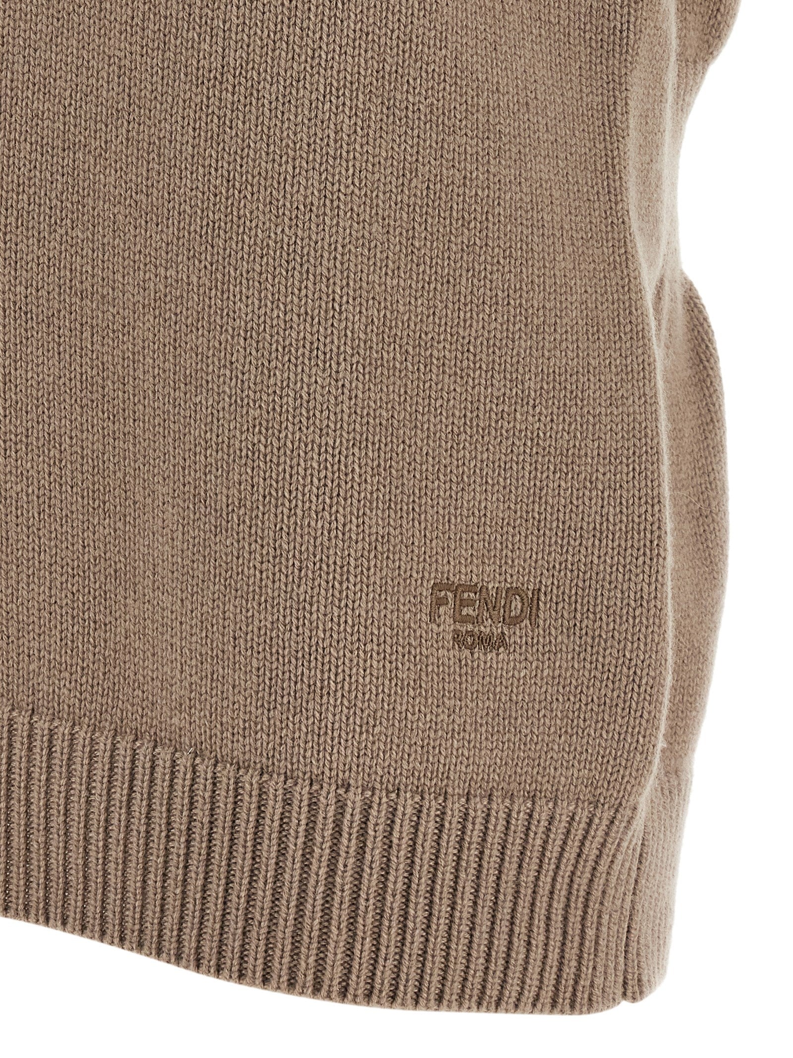 Fendi Beige Cashmere Sleeveless Women's Jacket
