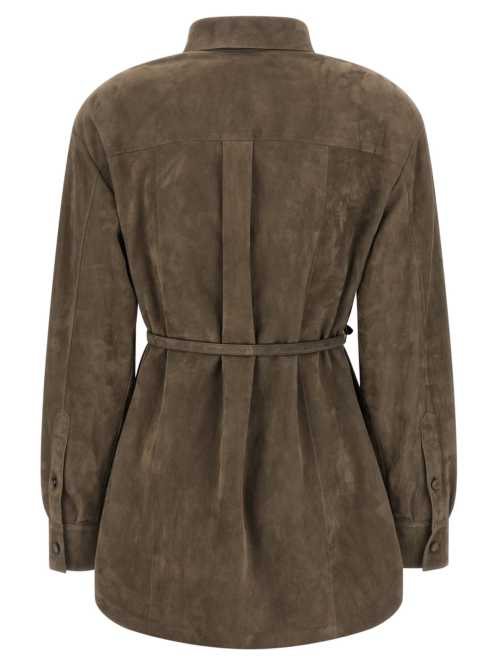 Fendi Gray Lamb Leather Women's Blouse