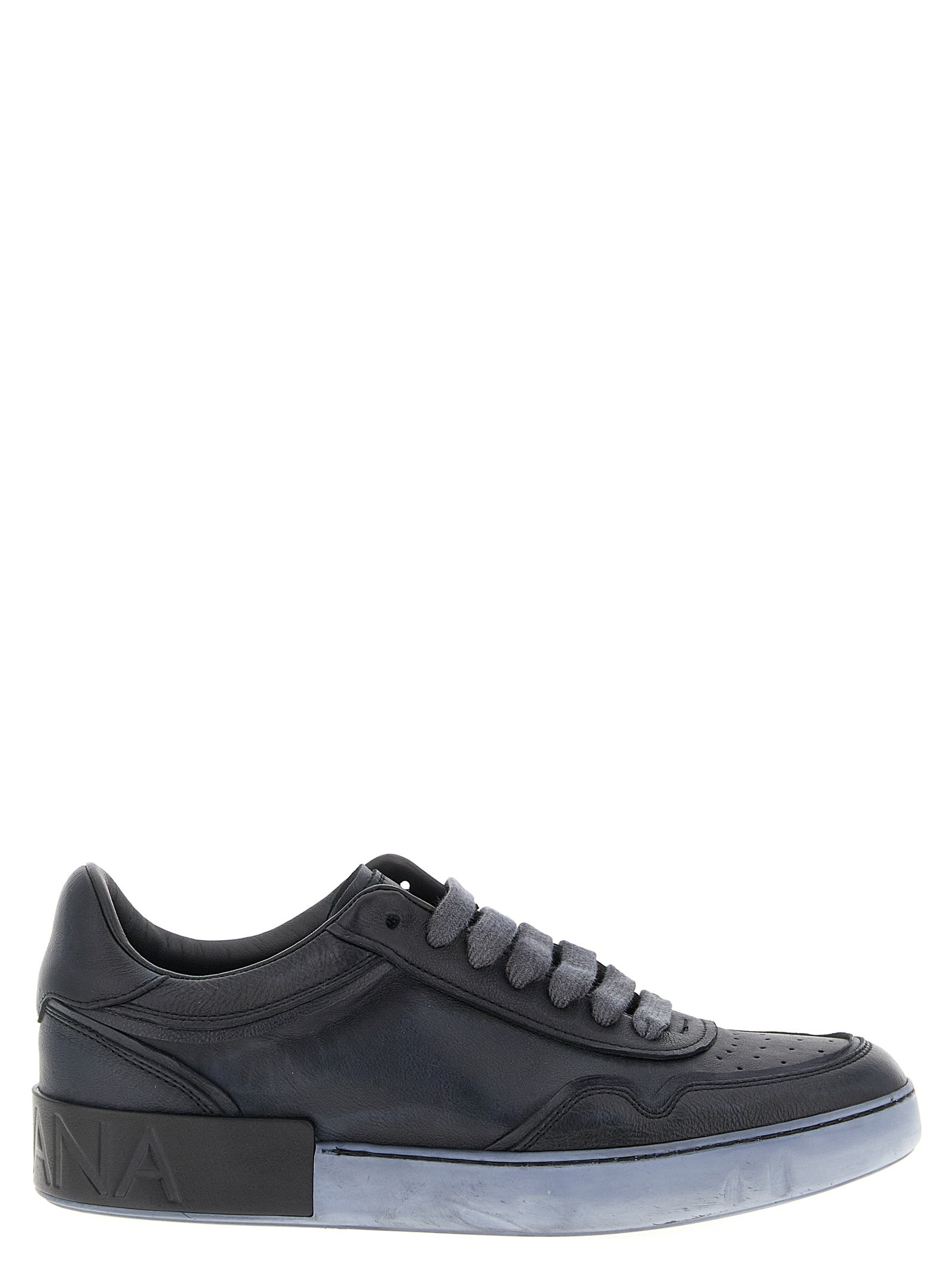 Dolce & Gabbana Black Lamb Leather Low Top Men's Sneakers