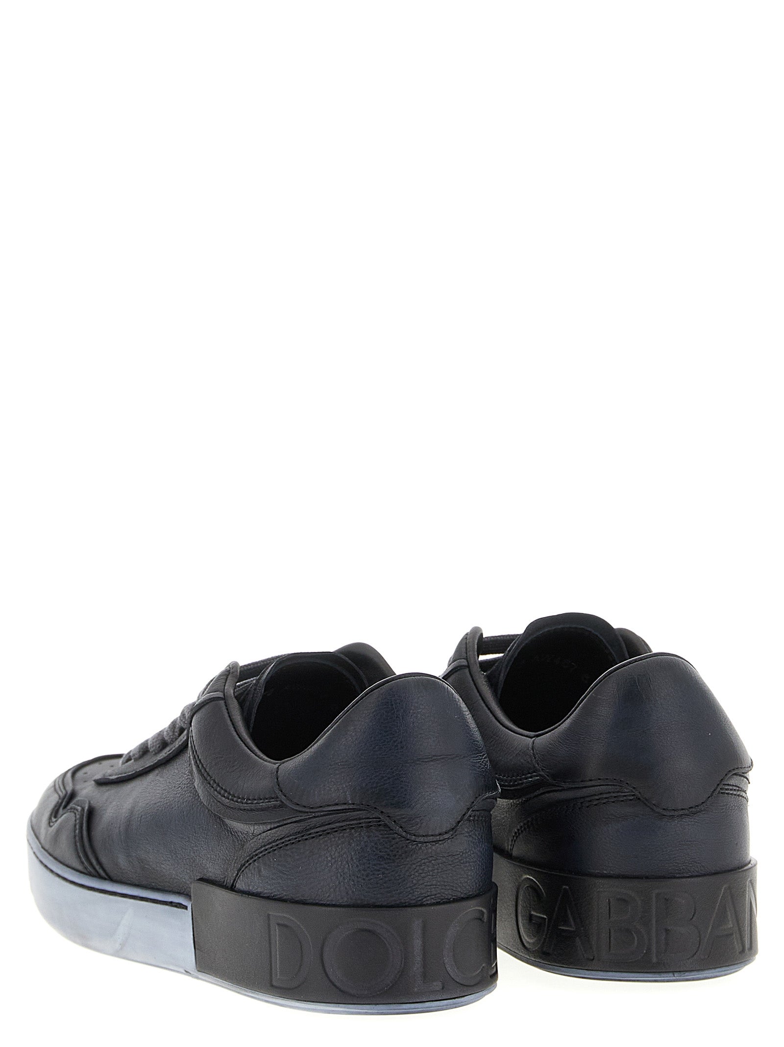 Dolce & Gabbana Black Lamb Leather Low Top Men's Sneakers