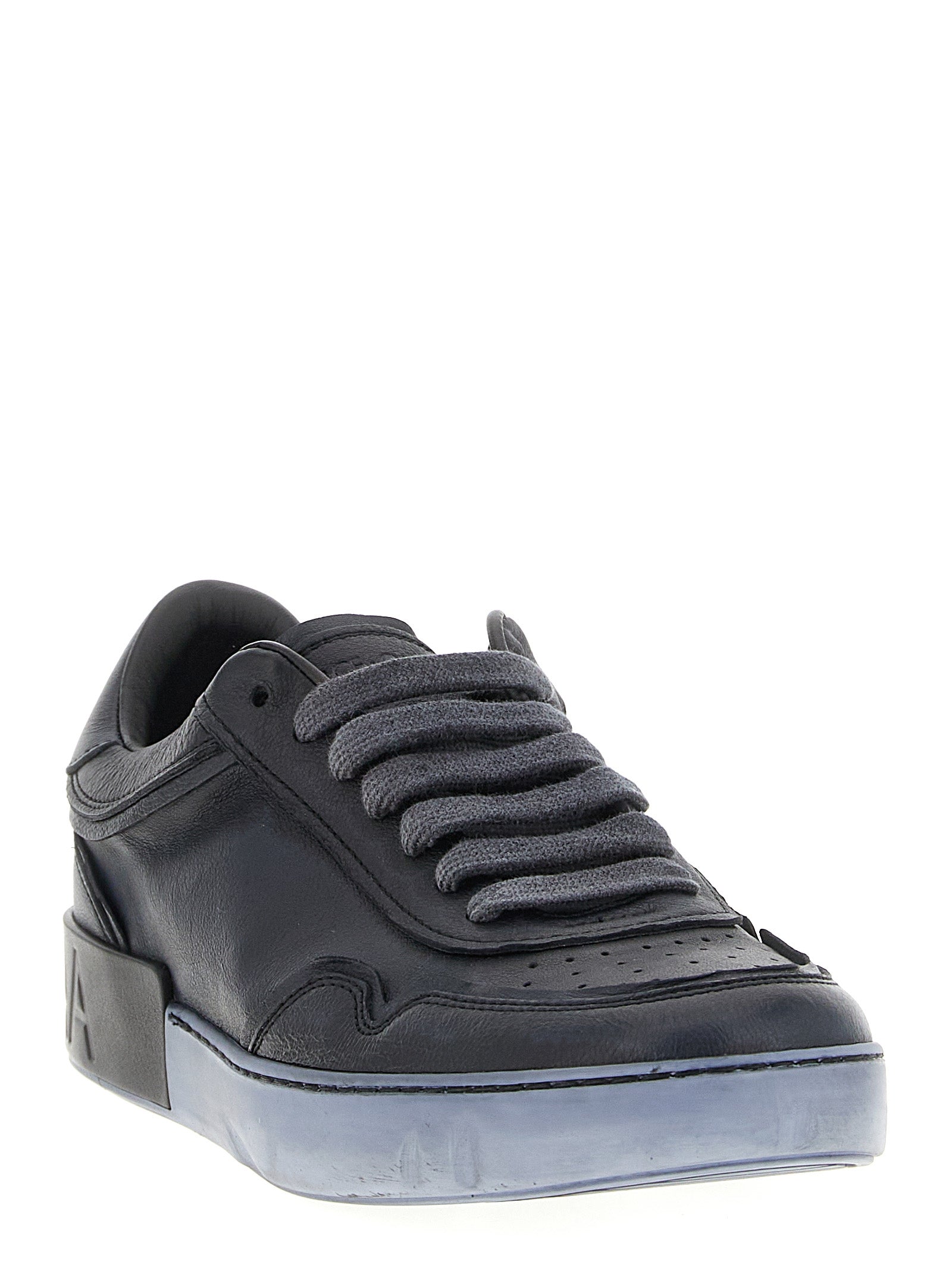 Dolce & Gabbana Black Lamb Leather Low Top Men's Sneakers