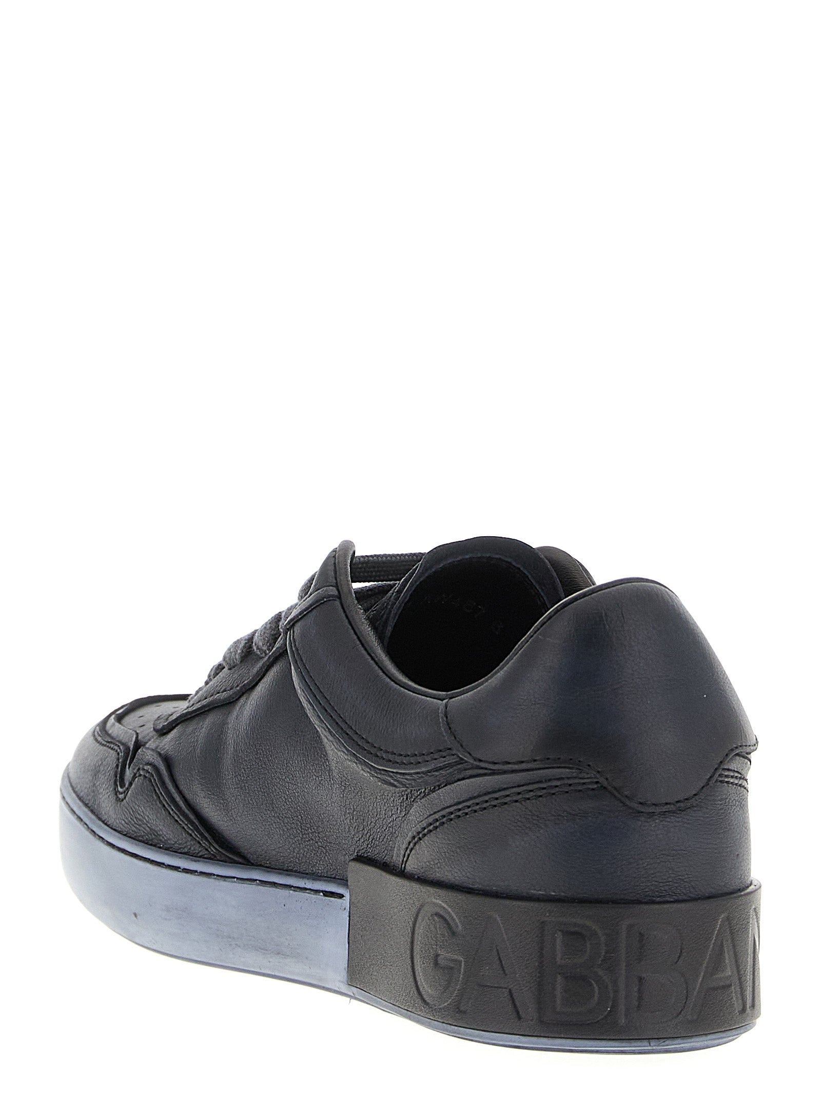 Dolce & Gabbana Black Lamb Leather Low Top Men's Sneakers
