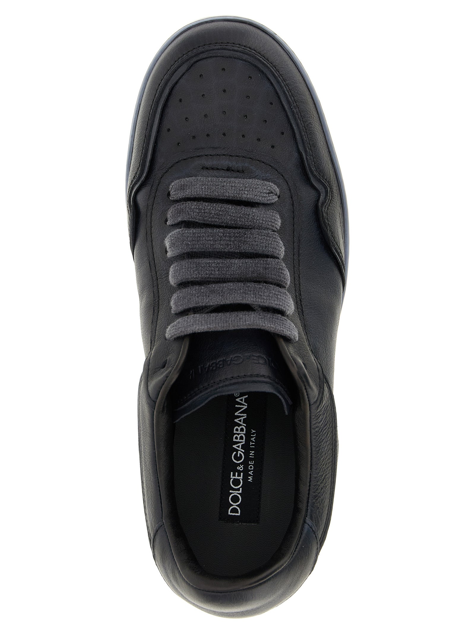 Dolce & Gabbana Black Lamb Leather Low Top Men's Sneakers