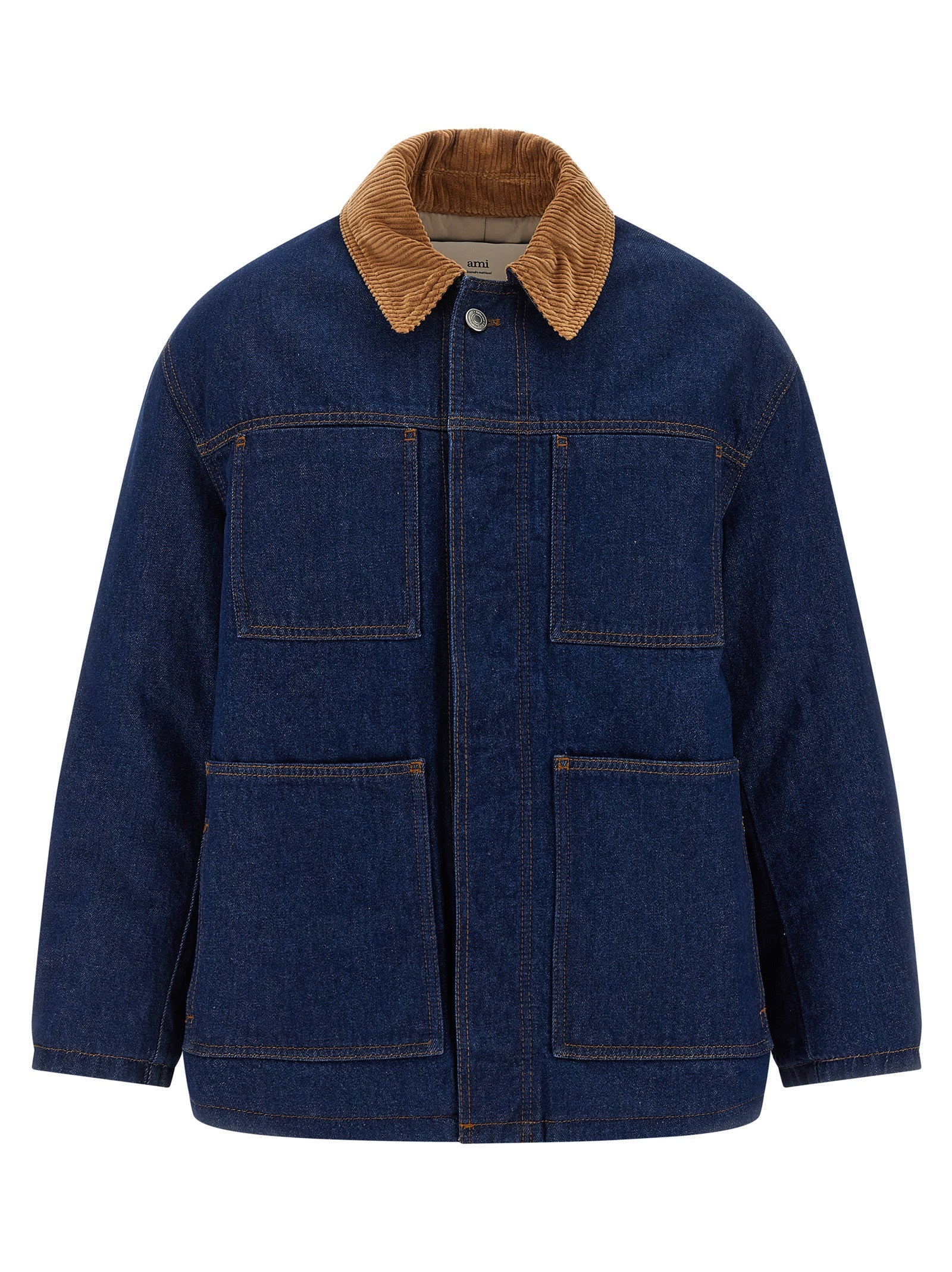 Ami Paris Blue Cotton Denim Men's Jacket