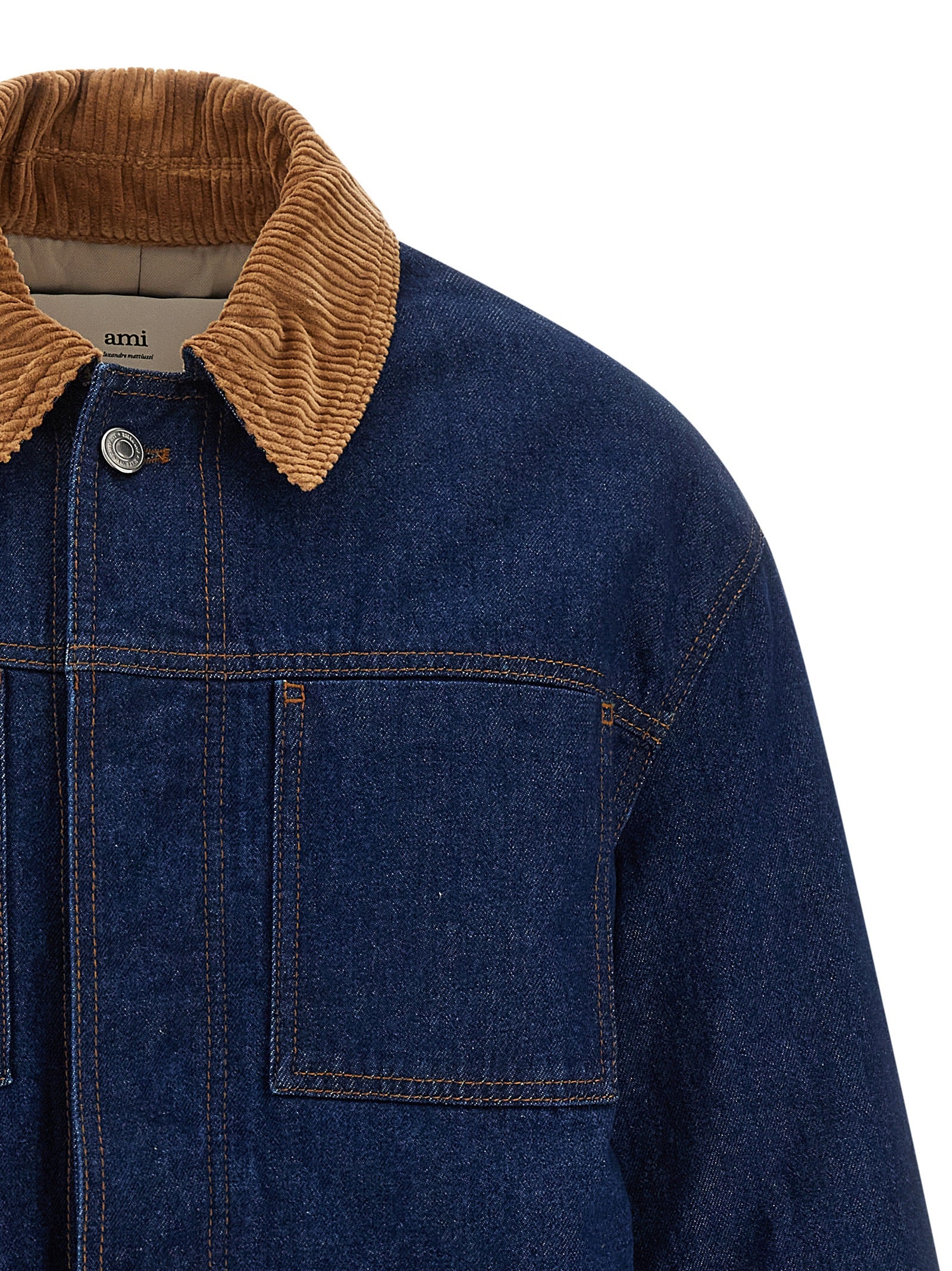 Ami Paris Blue Cotton Denim Men's Jacket