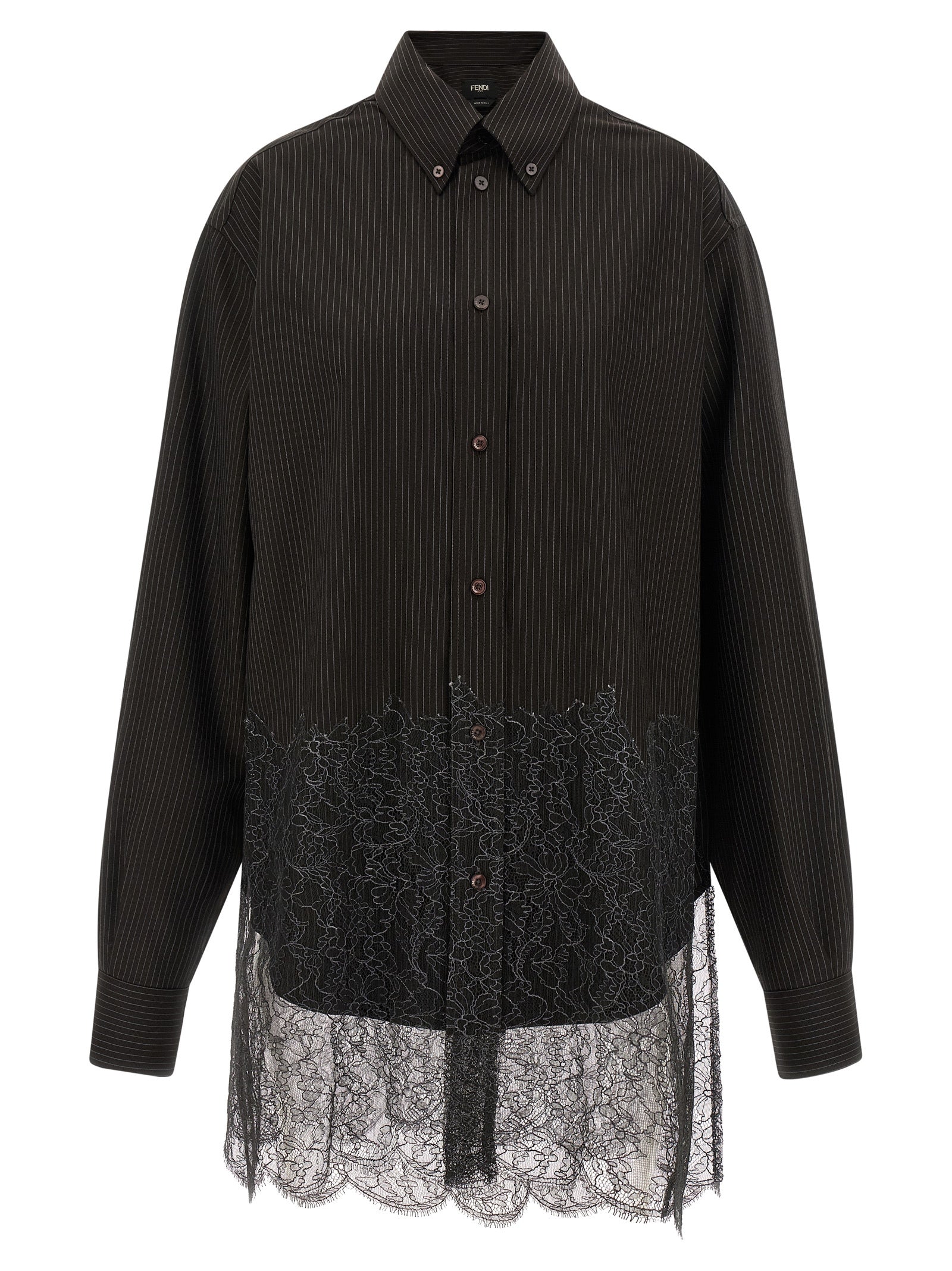 Fendi Brown Virgin Wool Men's Blouse