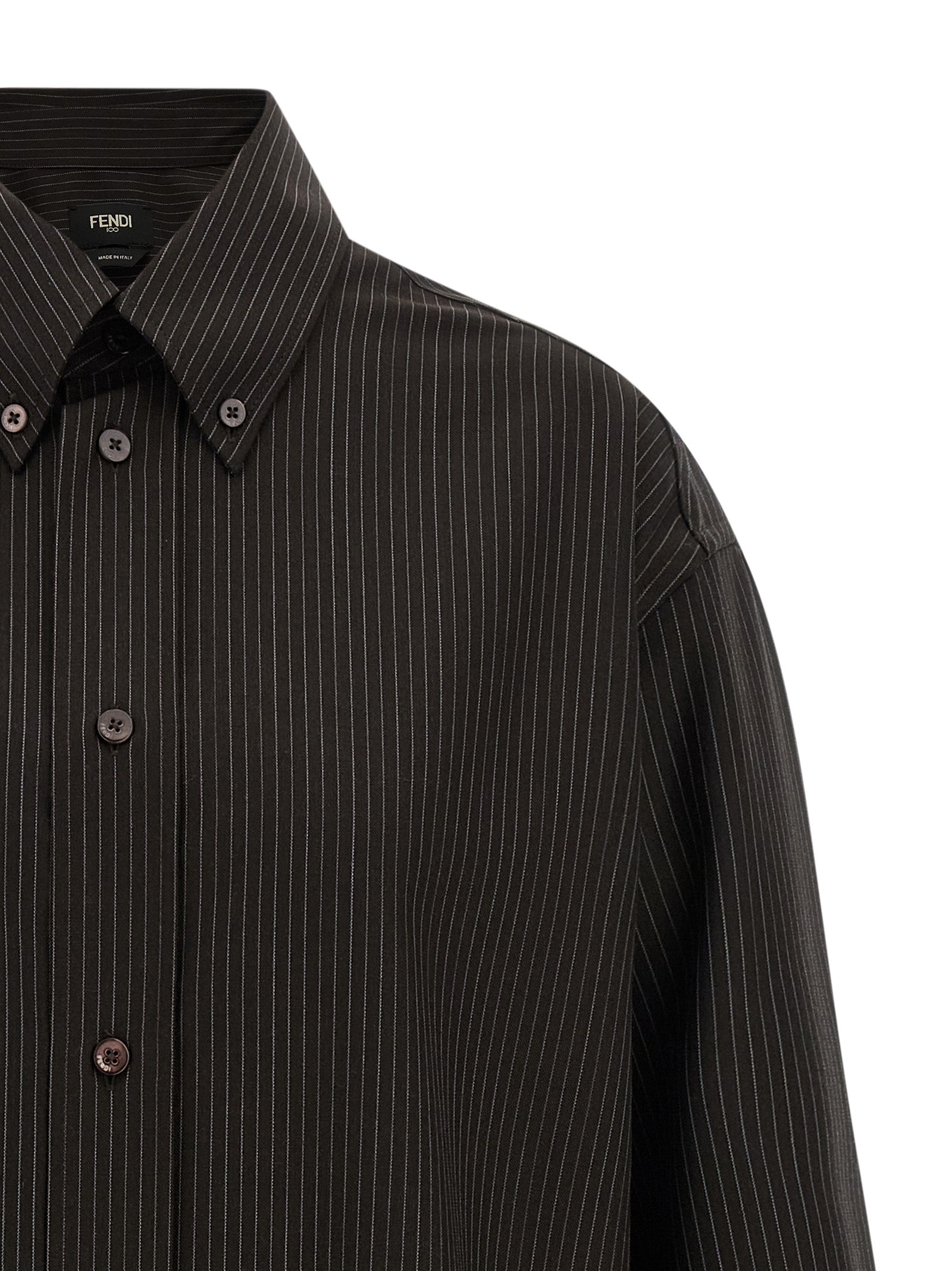 Fendi Brown Virgin Wool Men's Blouse