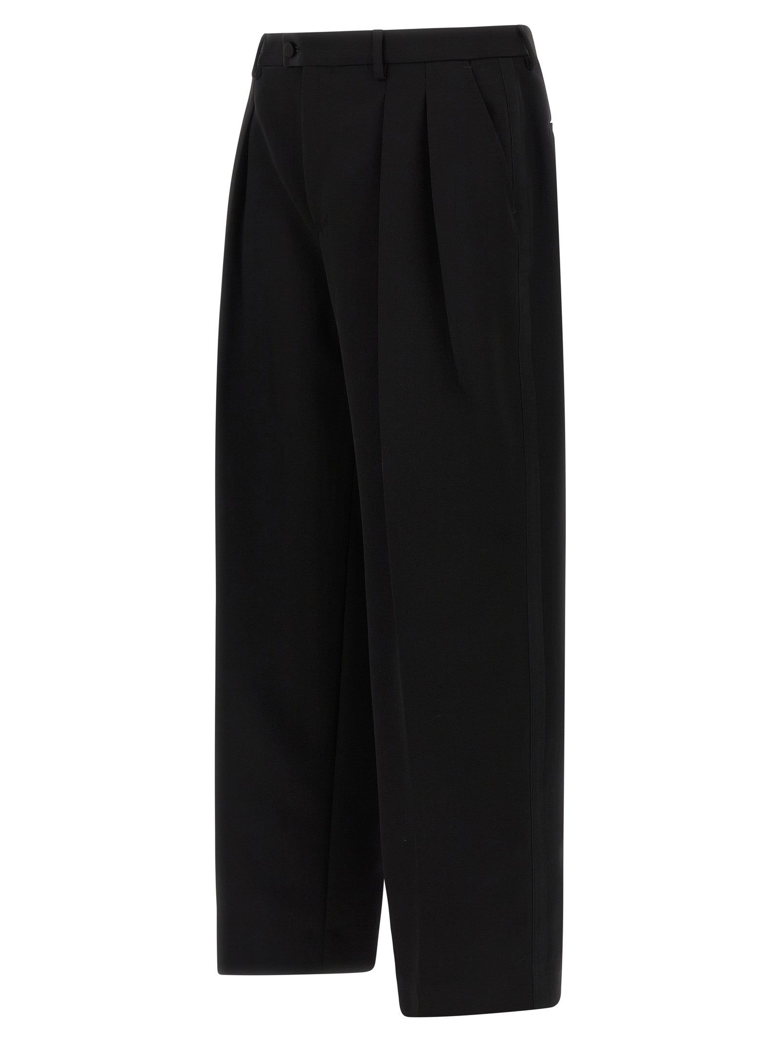 Dolce & Gabbana Black Virgin Wool Dress Men's Pants