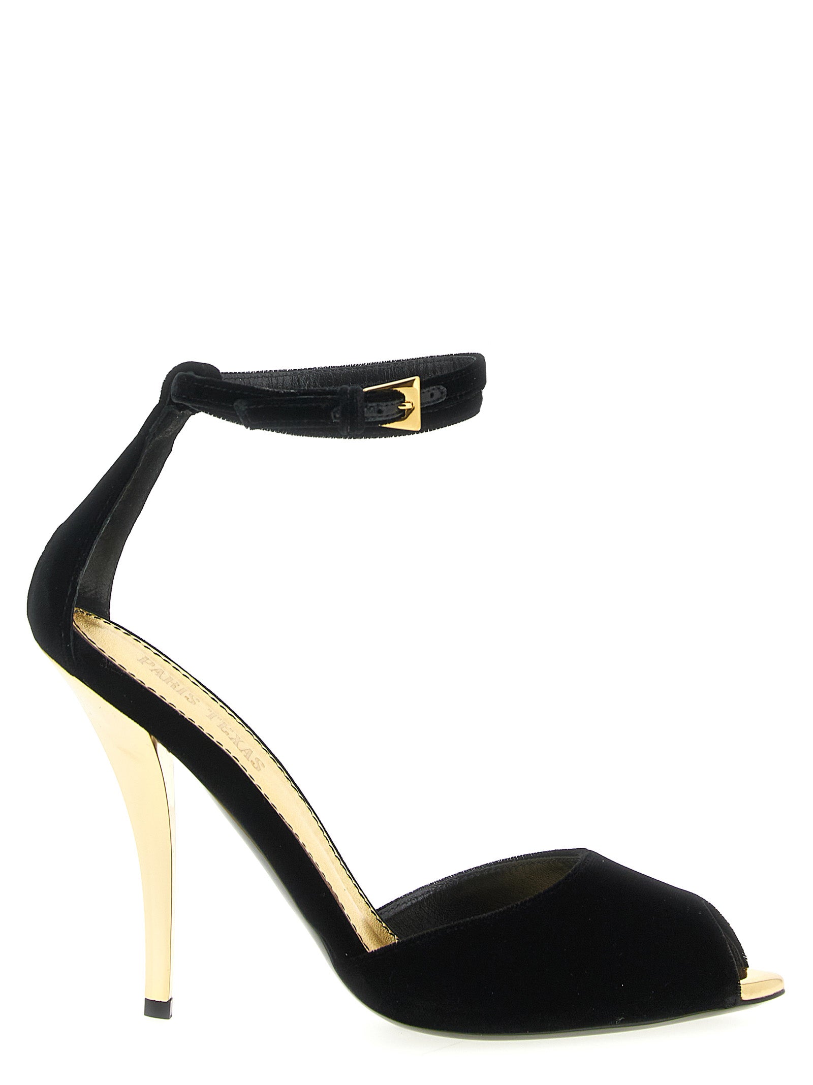 Paris Texas Black Viscose Stiletto Heel Women's Sandals