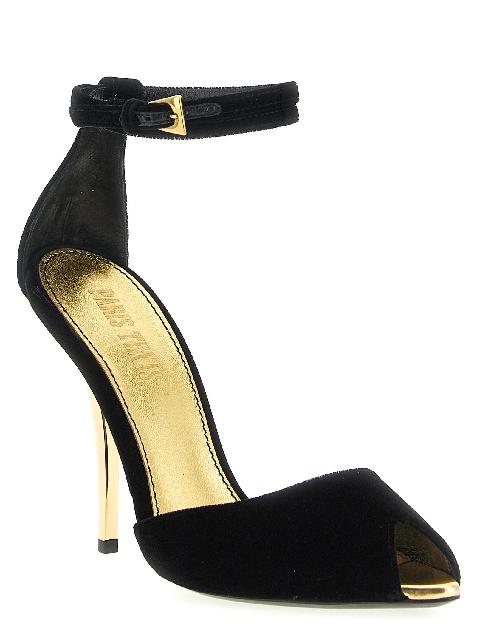 Paris Texas Black Viscose Stiletto Heel Women's Sandals