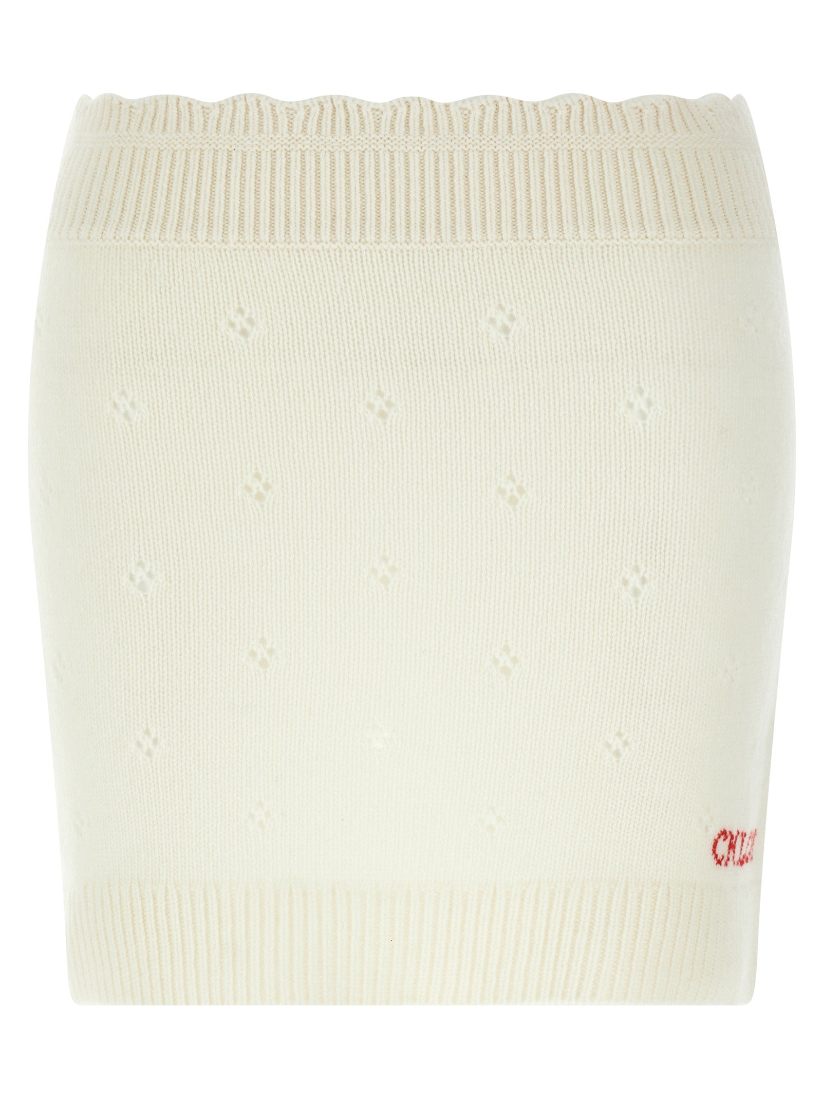 Chloé White Wool Long Women's Skirt