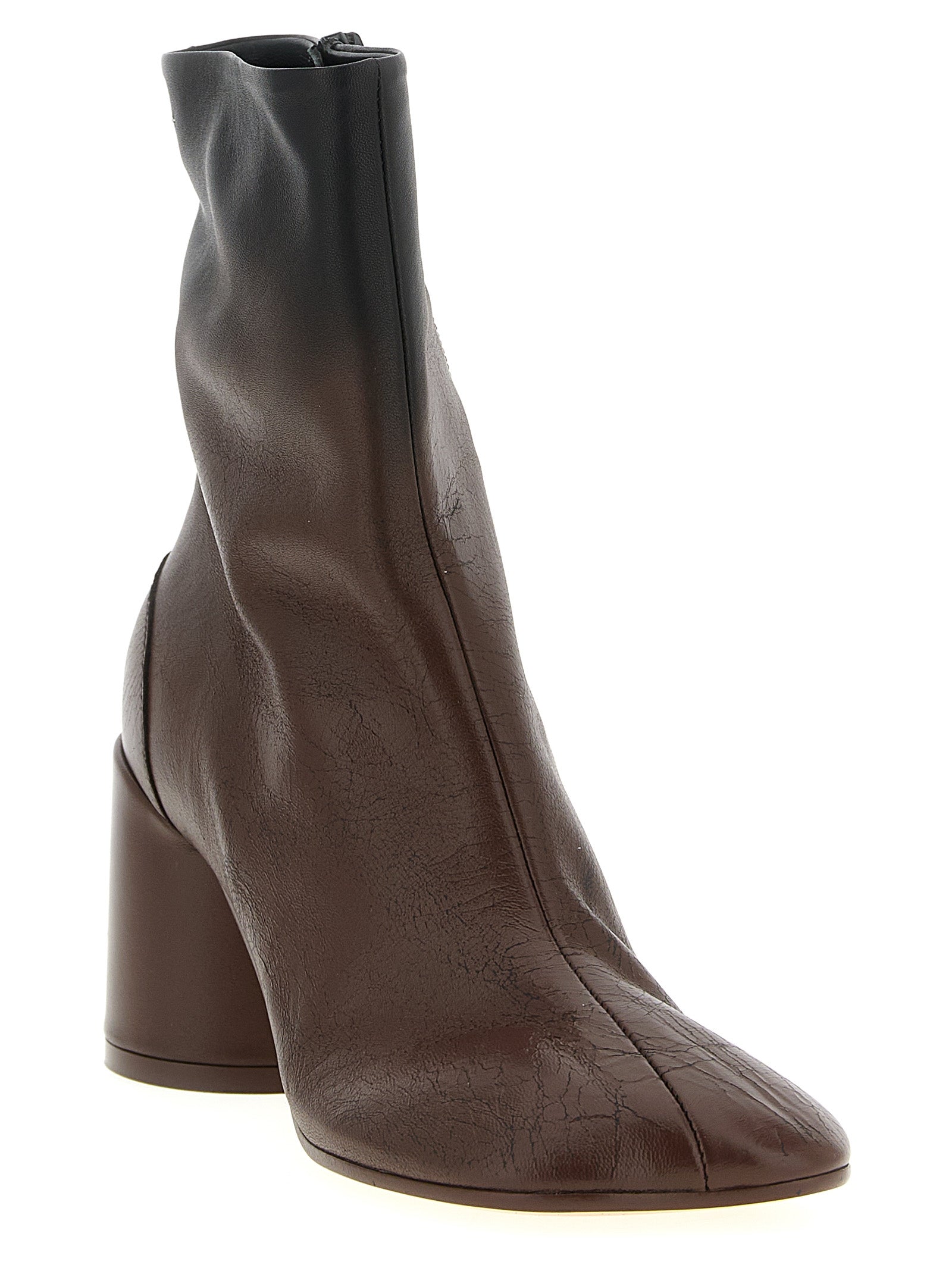 MM6 Maison Margiela Brown Lambskin Ankle Women's Boots