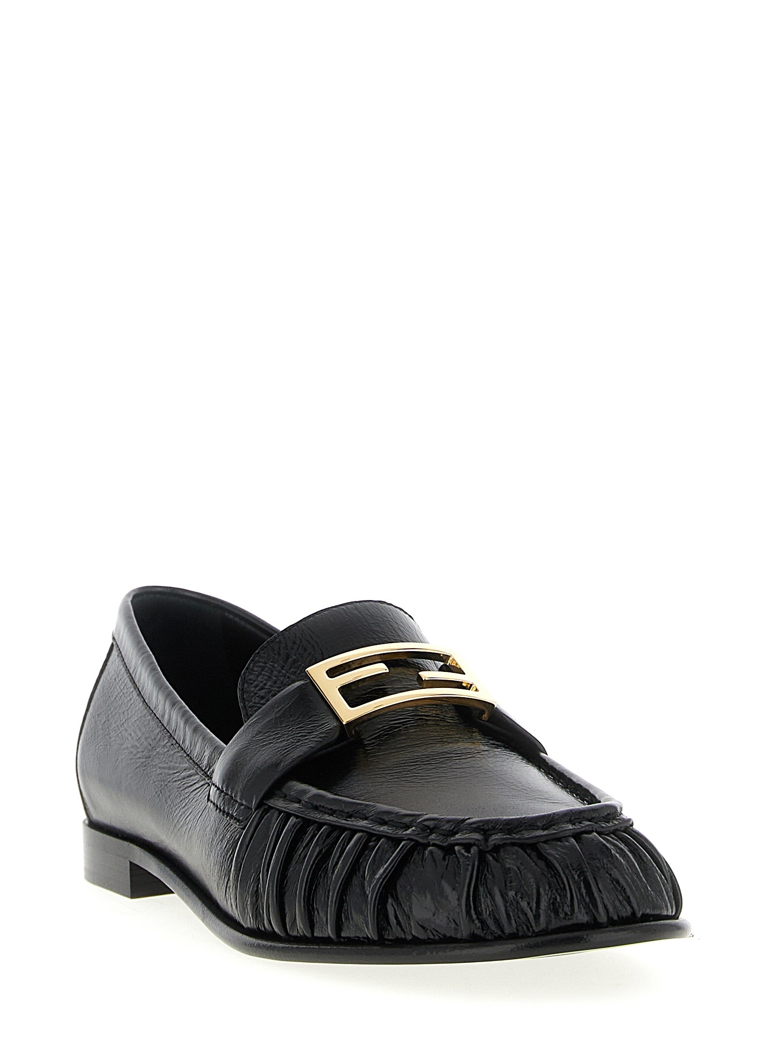 Fendi Black Lamb Leather Slip-On Women's Loafers