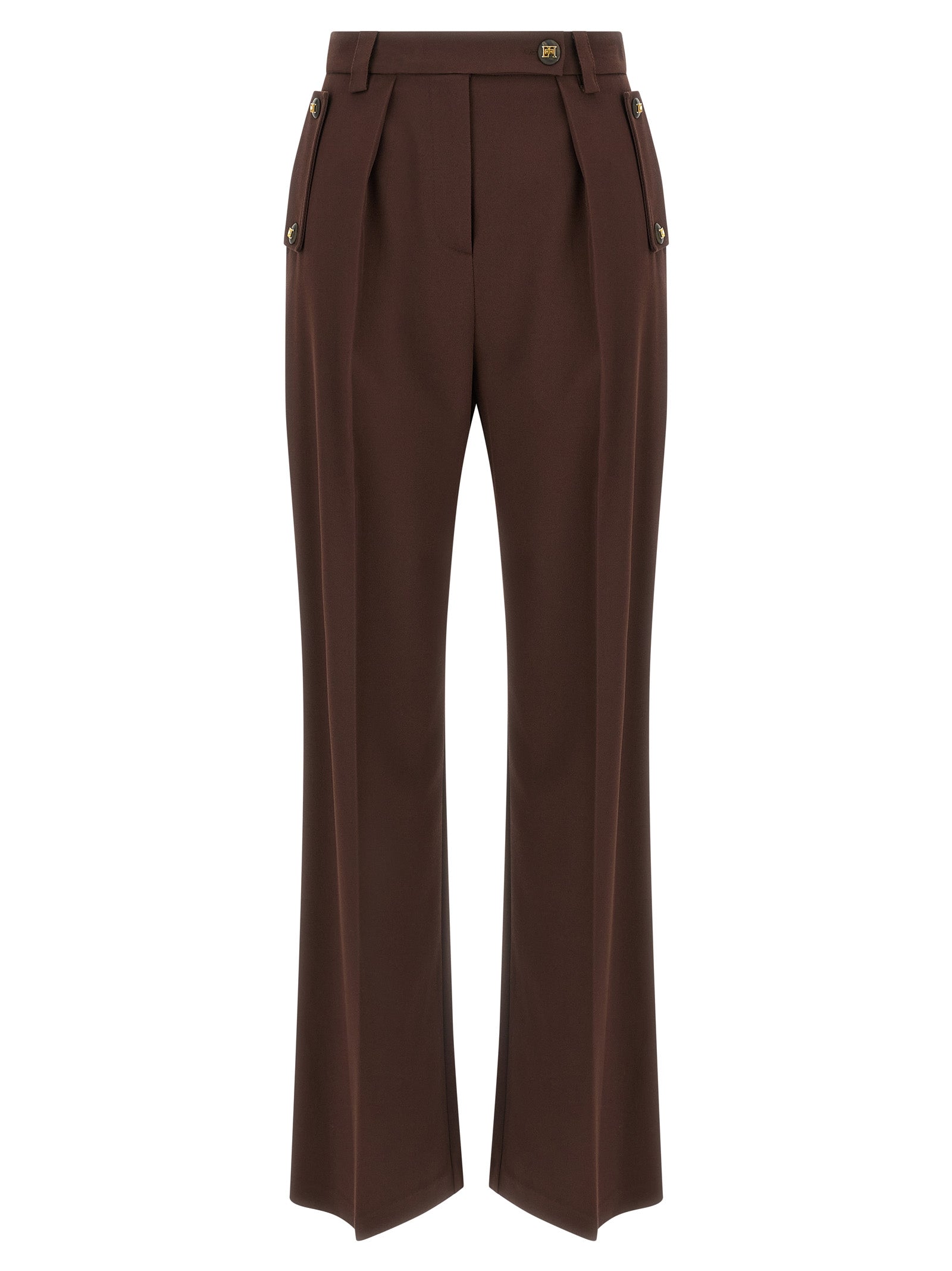 Elisabetta Franchi Brown Polyester Casual Women's Pants