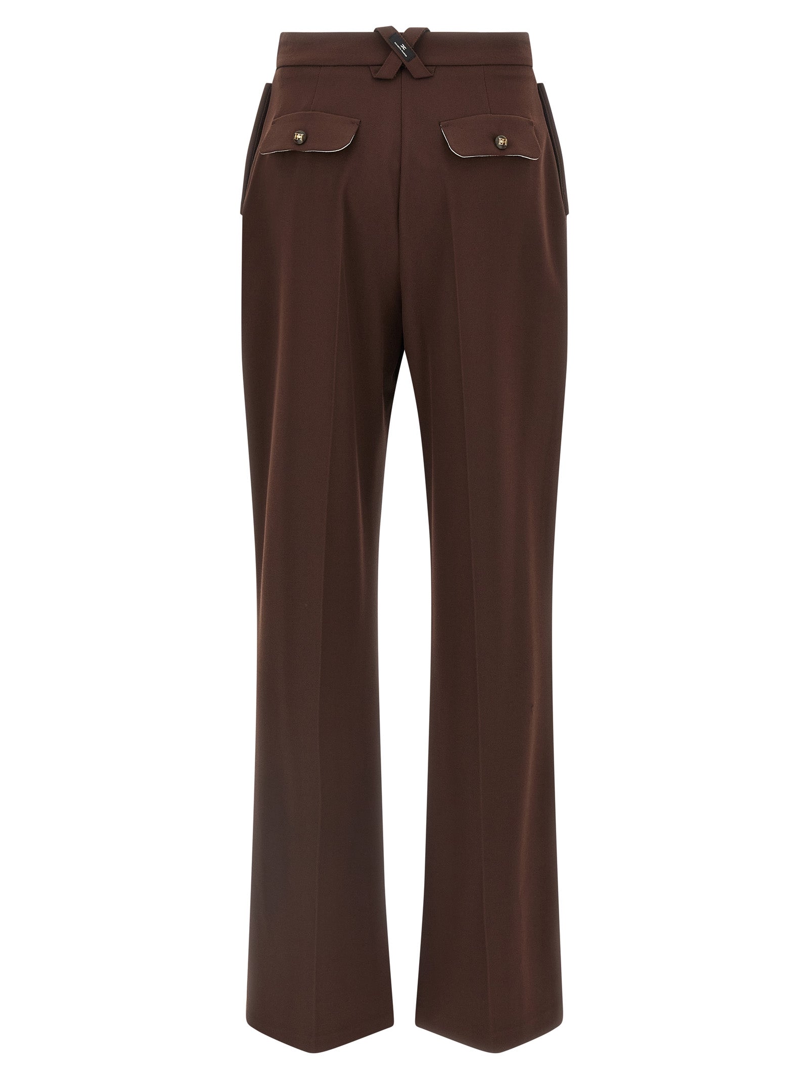 Elisabetta Franchi Brown Polyester Casual Women's Pants