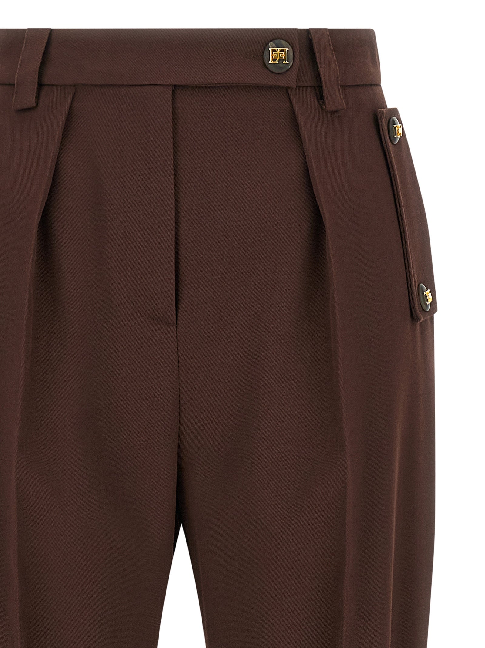 Elisabetta Franchi Brown Polyester Casual Women's Pants