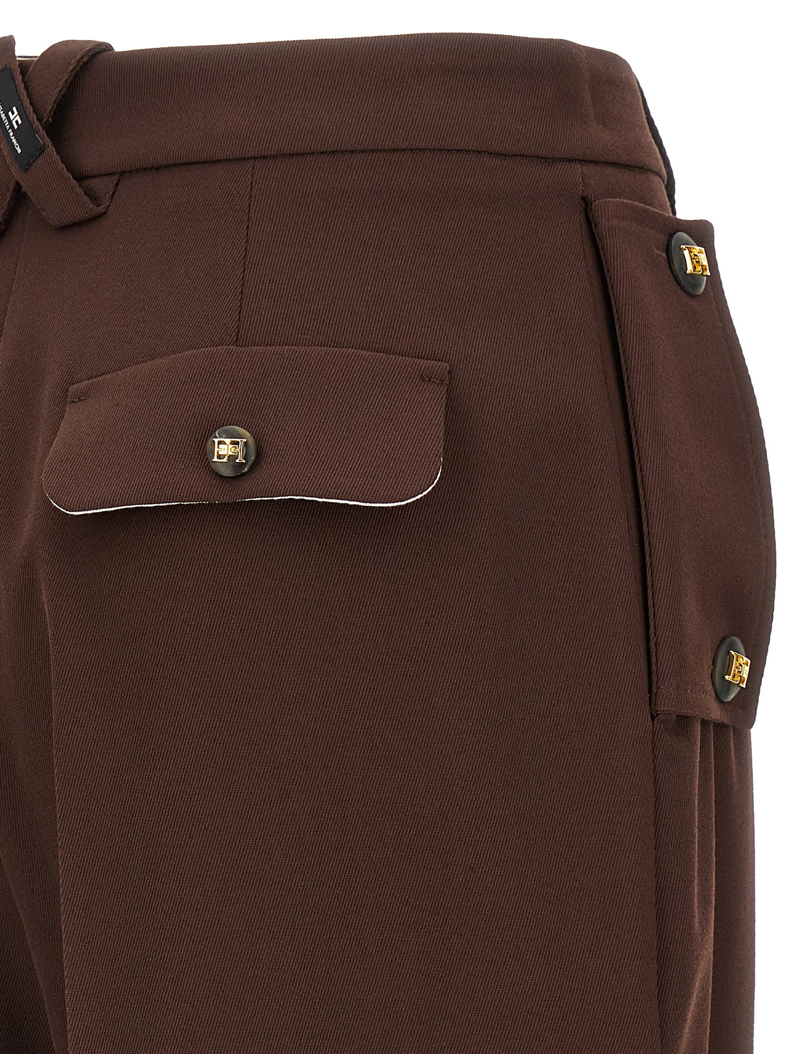 Elisabetta Franchi Brown Polyester Casual Women's Pants