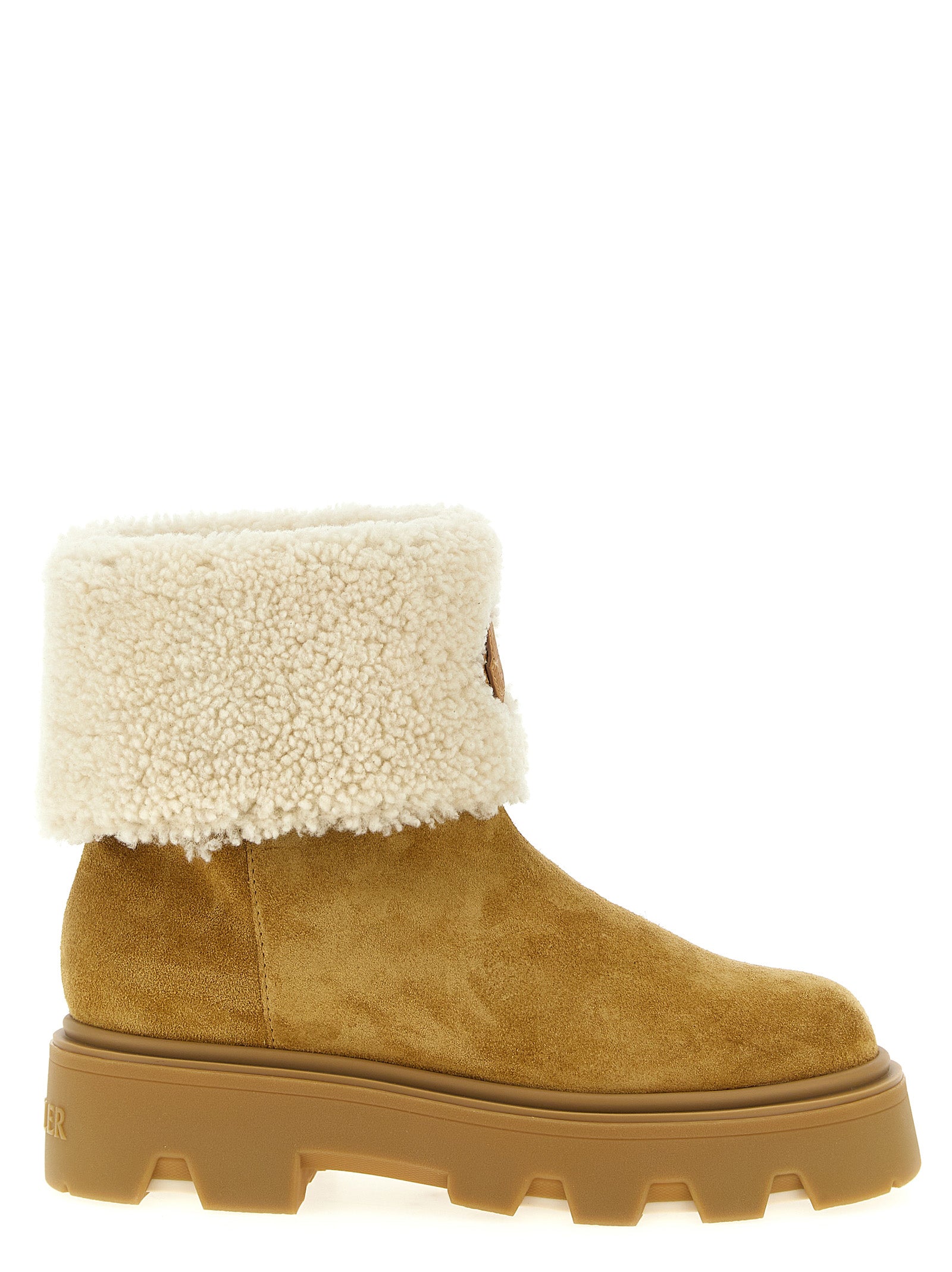 Moncler Beige Calfskin Ankle Women's Boots
