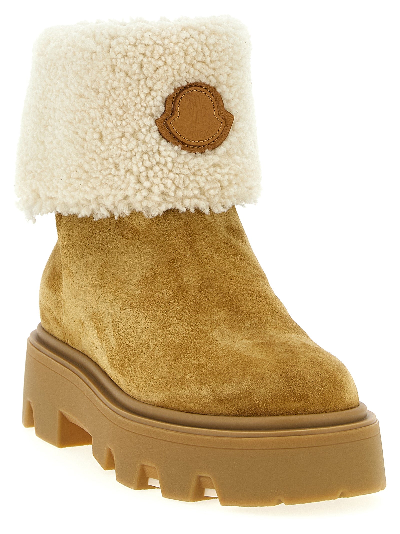 Moncler Beige Calfskin Ankle Women's Boots