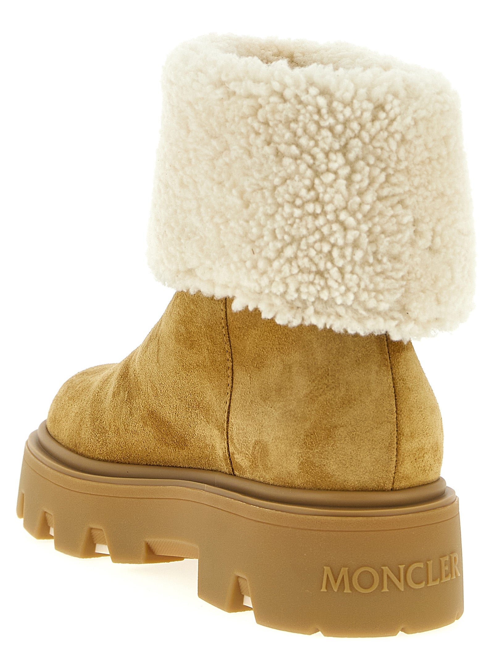 Moncler Beige Calfskin Ankle Women's Boots