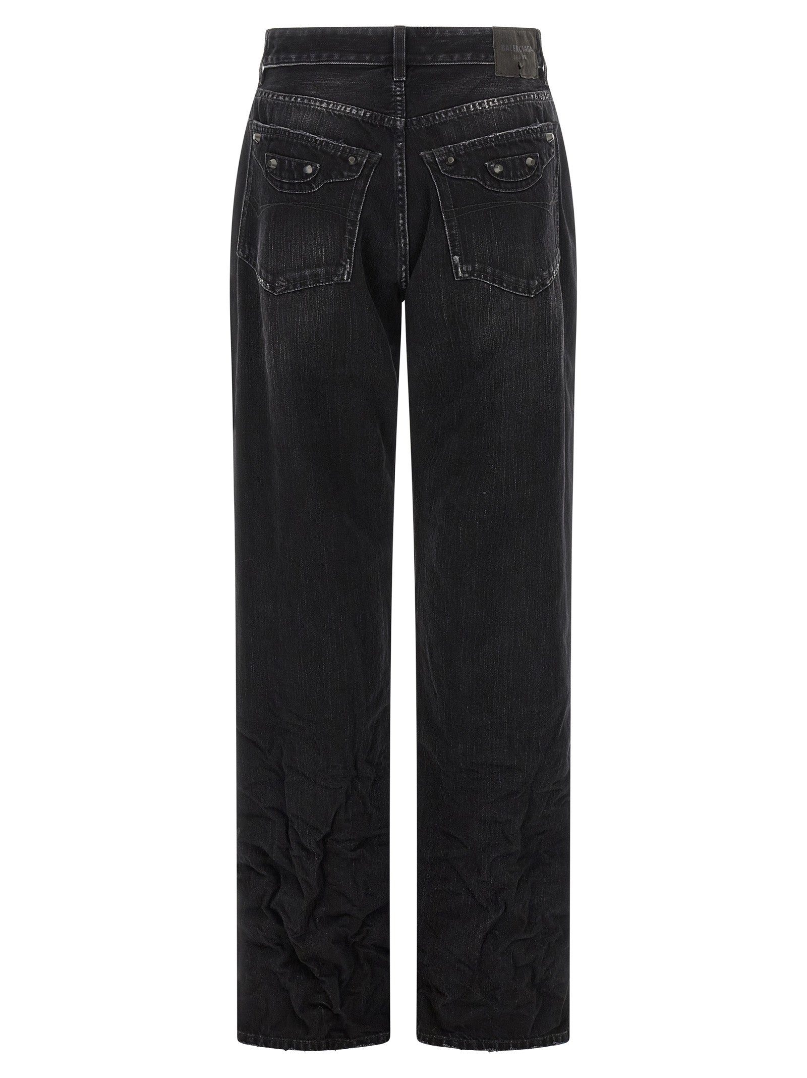 Balenciaga Black Cotton Straight-Leg Women's Jeans