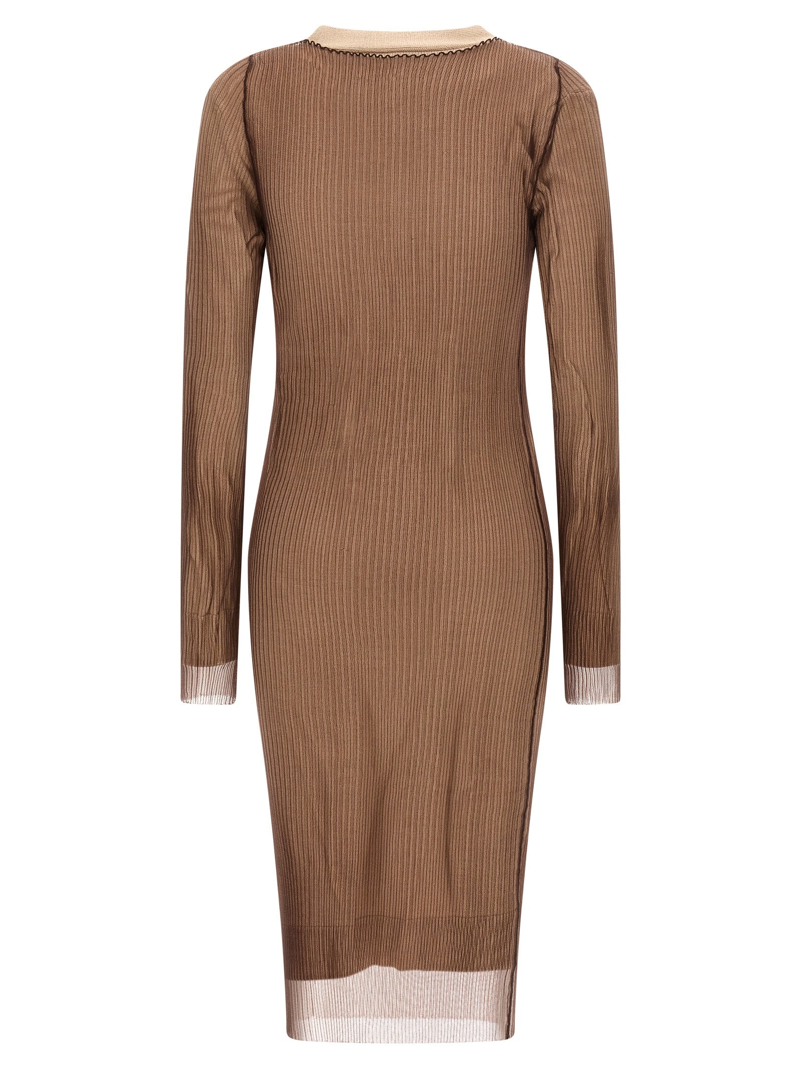 MM6 Maison Margiela Beige Polyamide Midi Women's Dress