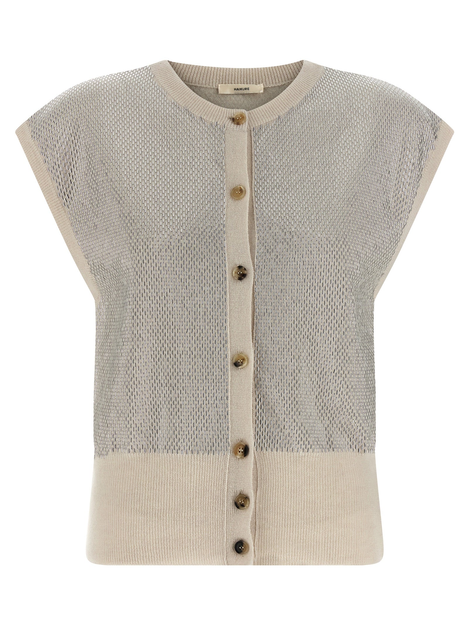 Haikure Beige Virgin Wool Sleeveless Women's Jacket